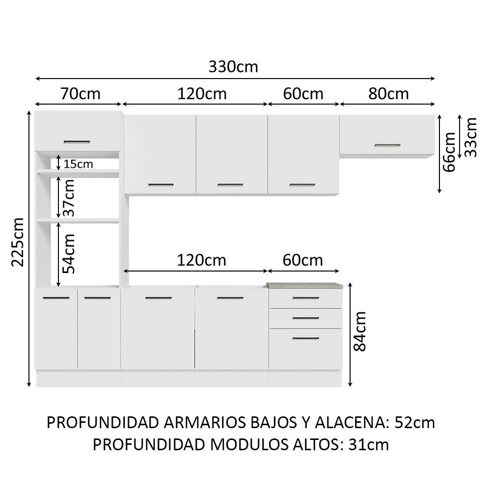 Foto 4 pulgar | Cocina Integral Madesa Agata 330 cm