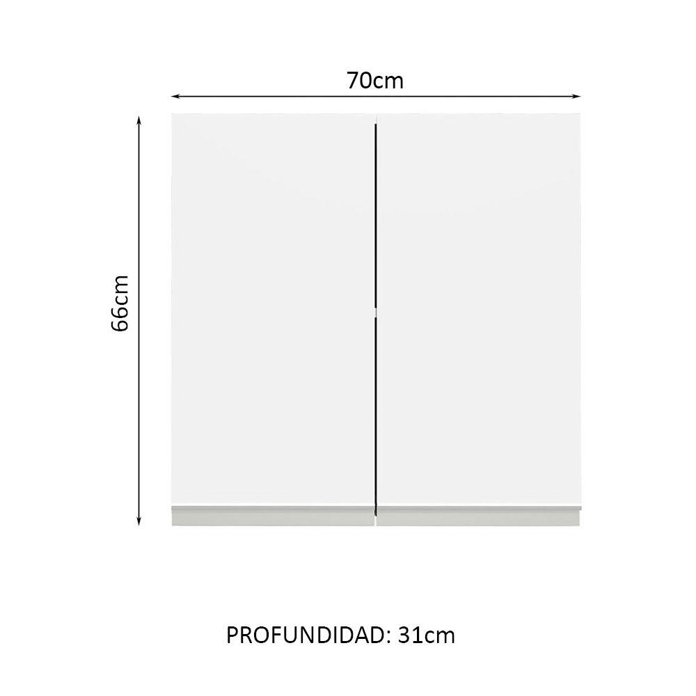 Foto 3 pulgar | Mueble Superior 70 Cm 2 Puertas Blanco Glamy Madesa