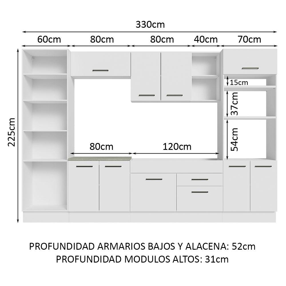 Foto 4 pulgar | Mueble de Cocina Integral 330 cm Agata Madesa 02