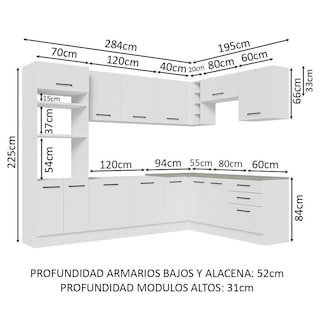 Foto 3 | Cocina Integral de Esquina Madesa Agata 479 cm