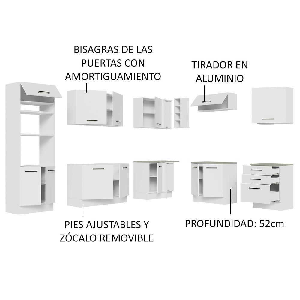 Foto 5 pulgar | Cocina Integral de Esquina Madesa Agata 479 cm