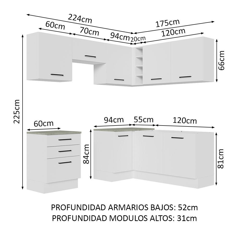 Foto 4 pulgar | Mueble de Cocina Integral Esquinero 399 cm Agata Madesa 02