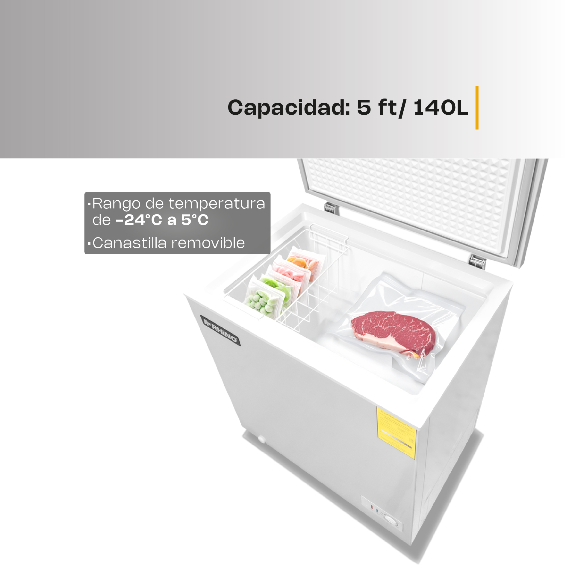 Foto 2 | Congelador Horizontal Rhino, 5 Pies (140l), Congeco-5