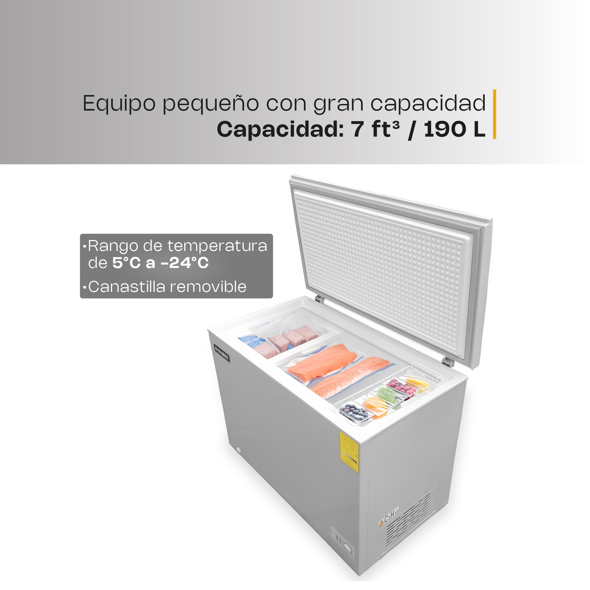 Foto 3 pulgar | Congelador Horizontal Rhino, 7 Pies (190l), Congeco-7