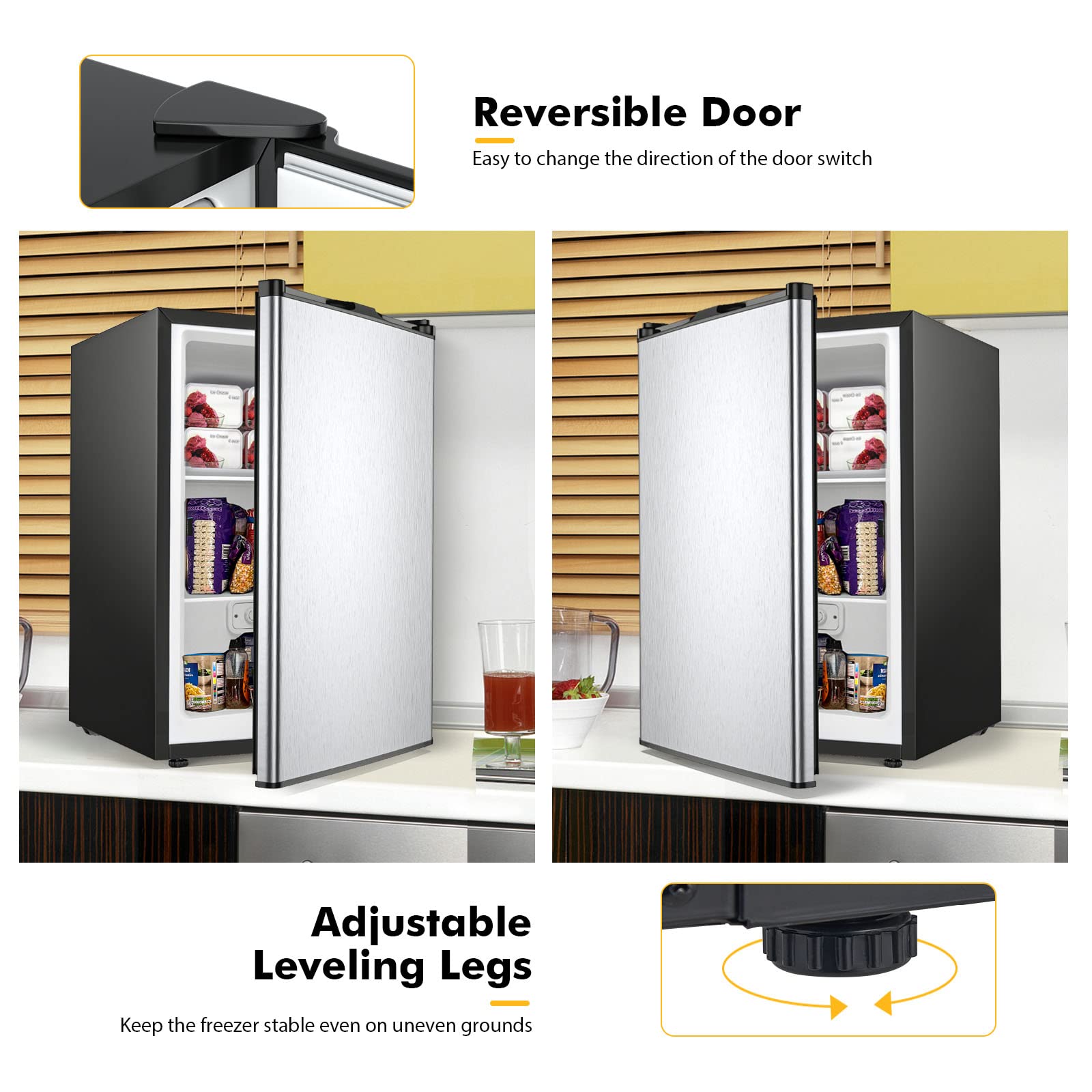 Foto 5 | Congelador Vertical Costway Compact De Una Sola Puerta De 3.0 Pies Cúbicos - Venta Internacional.