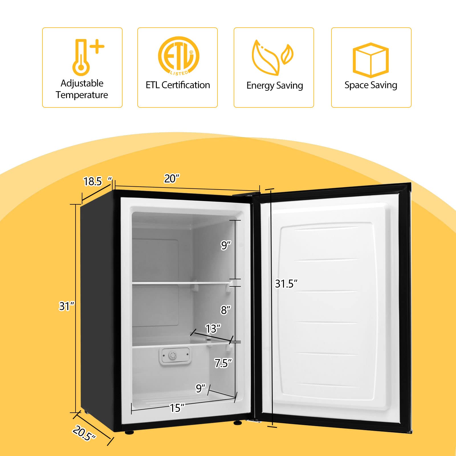 Foto 7 pulgar | Congelador Vertical Costway Compact De Una Sola Puerta De 3.0 Pies Cúbicos - Venta Internacional.