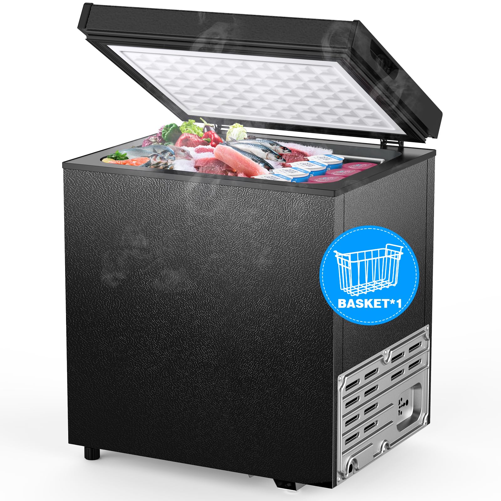 Congelador Tipo Arcón Joy Pebble De 50 Litros Con Cesta Extraíble, Color Negro - Venta Internacional.