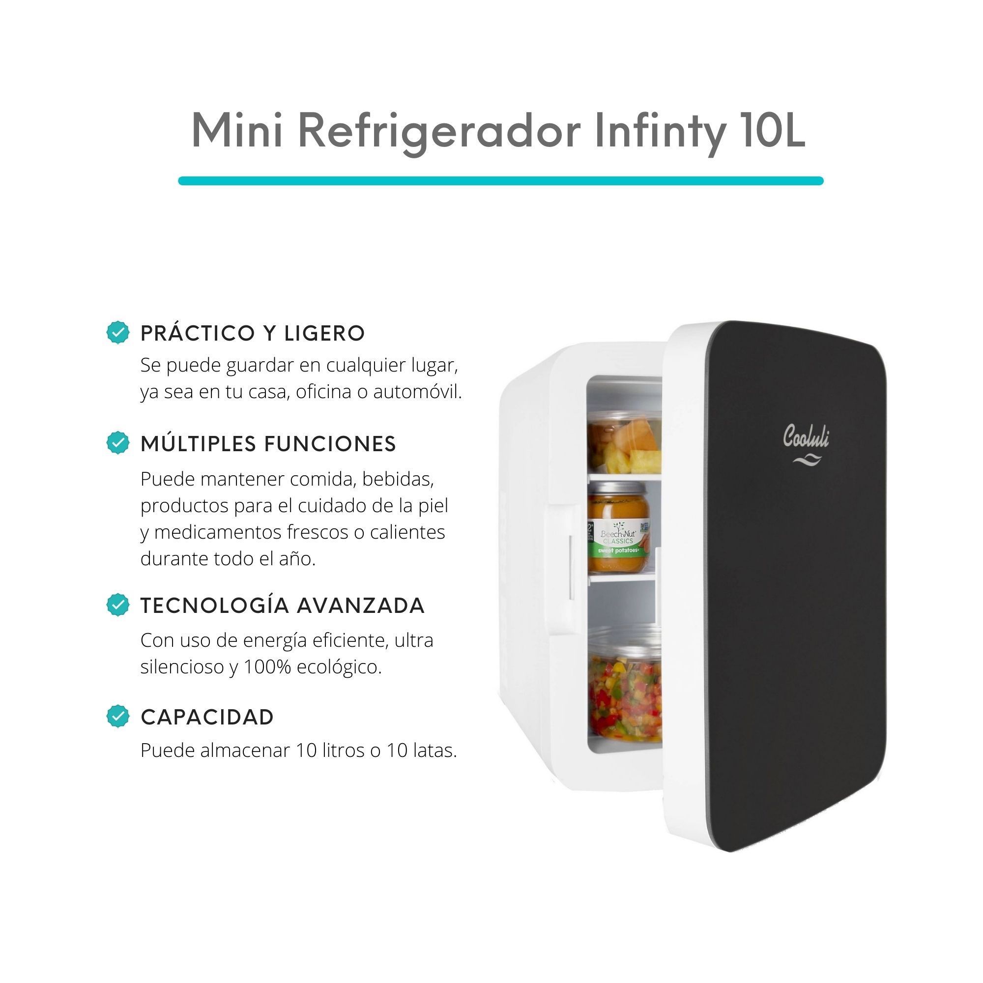 Foto 3 pulgar | Mini Refrigerador Cooluli Infinity Frío/caliente 10l/10 Latas