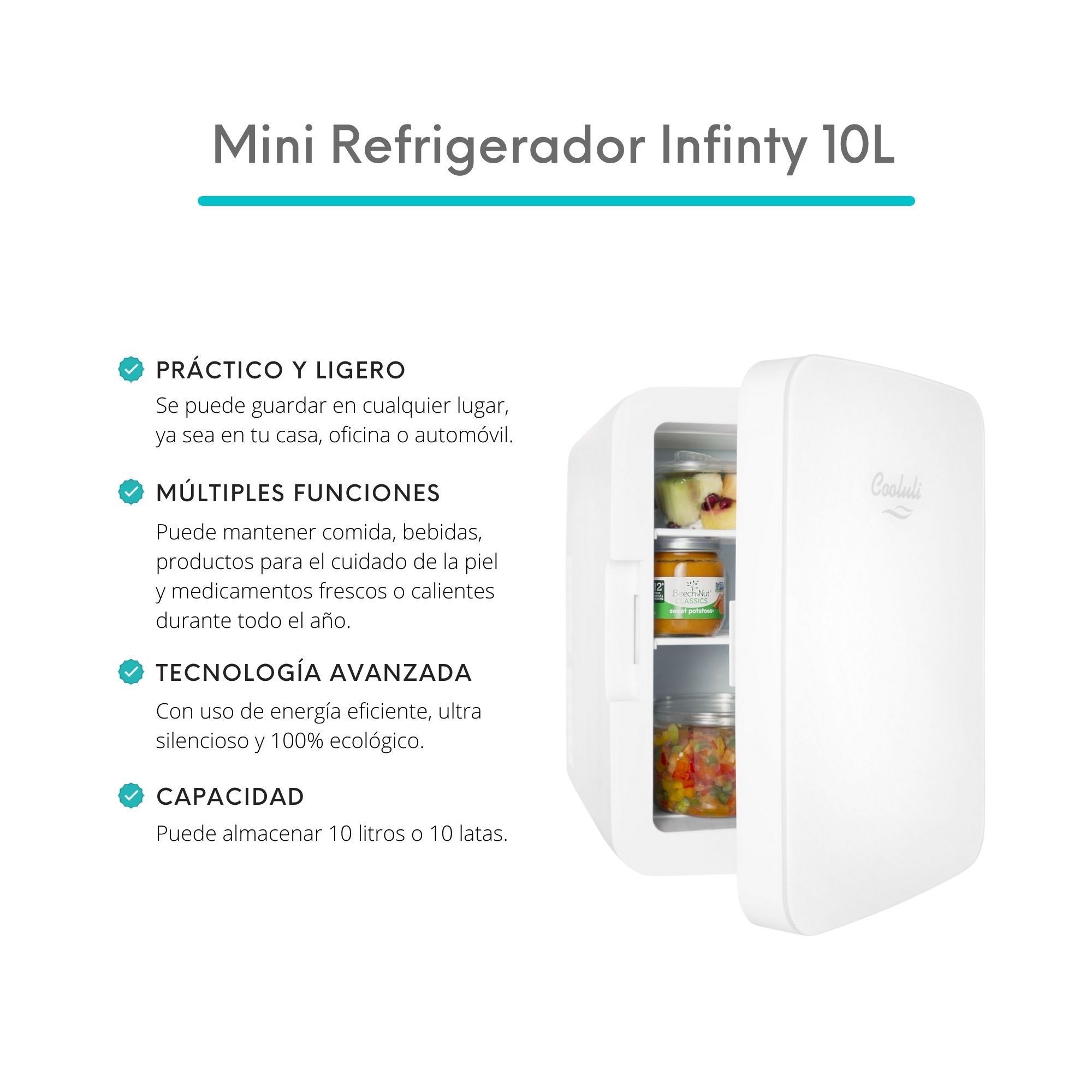 Foto 3 pulgar | Mini Refrigerador Cooluli Infinity Frío/caliente 10l/10 Latas color Blanco