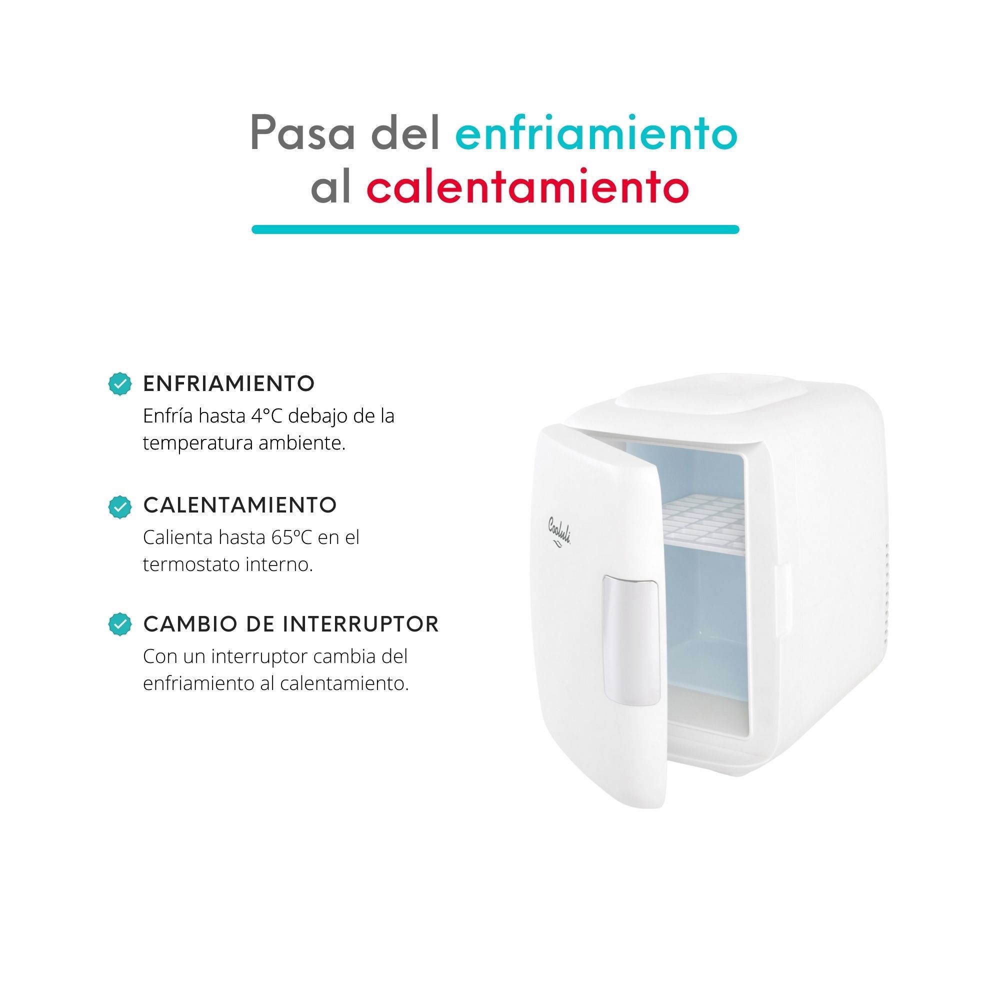 Foto 4 pulgar | Mini Refrigerador Cooluli Classic color Blanco 6 Latas
