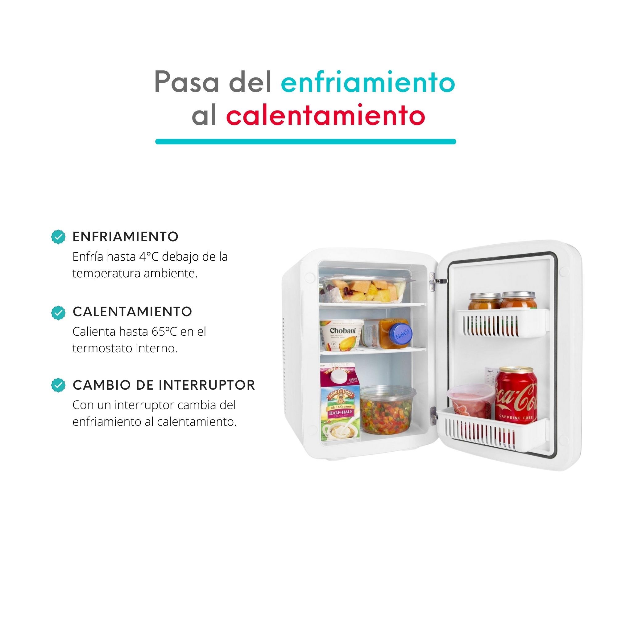 Foto 5 | Mini Refrigerador Cooluli Vibe Frío/caliente Con Pizarrón 15l color Blanco