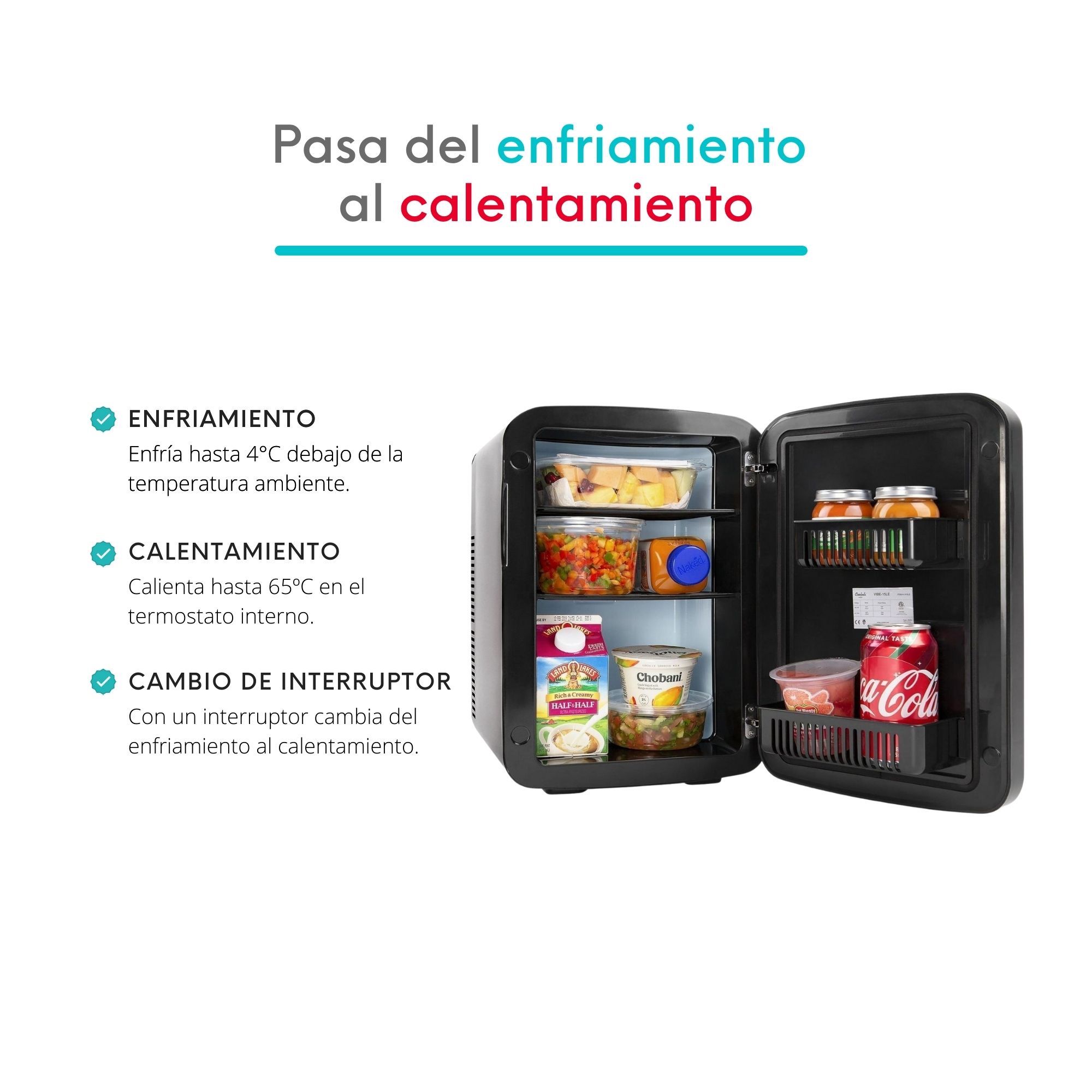 Foto 6 pulgar | Mini Refrigerador Cooluli Vibe Frío/Caliente con Pizarrón 15l color Negro