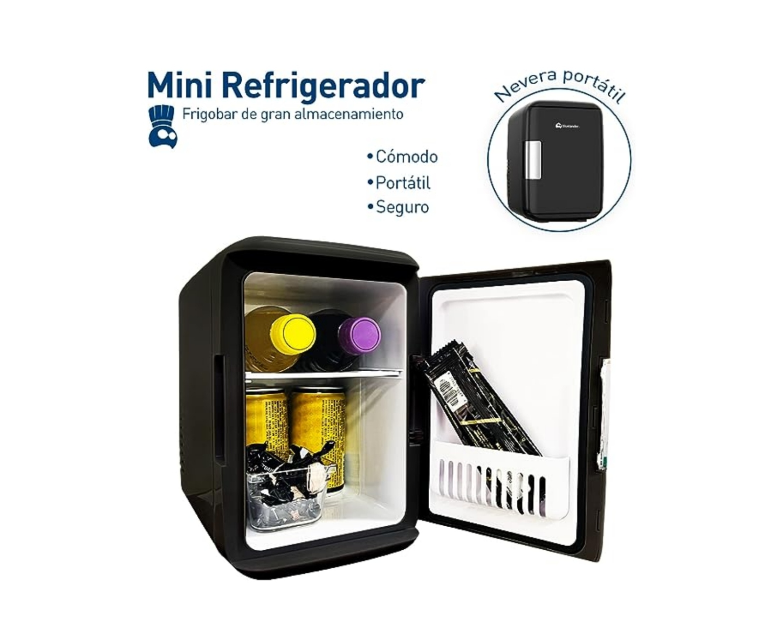 Foto 4 pulgar | Mini Refrigerador Frigobar Mini Multifuncional Capacidad De 4l Para 6 Latas Bluelander