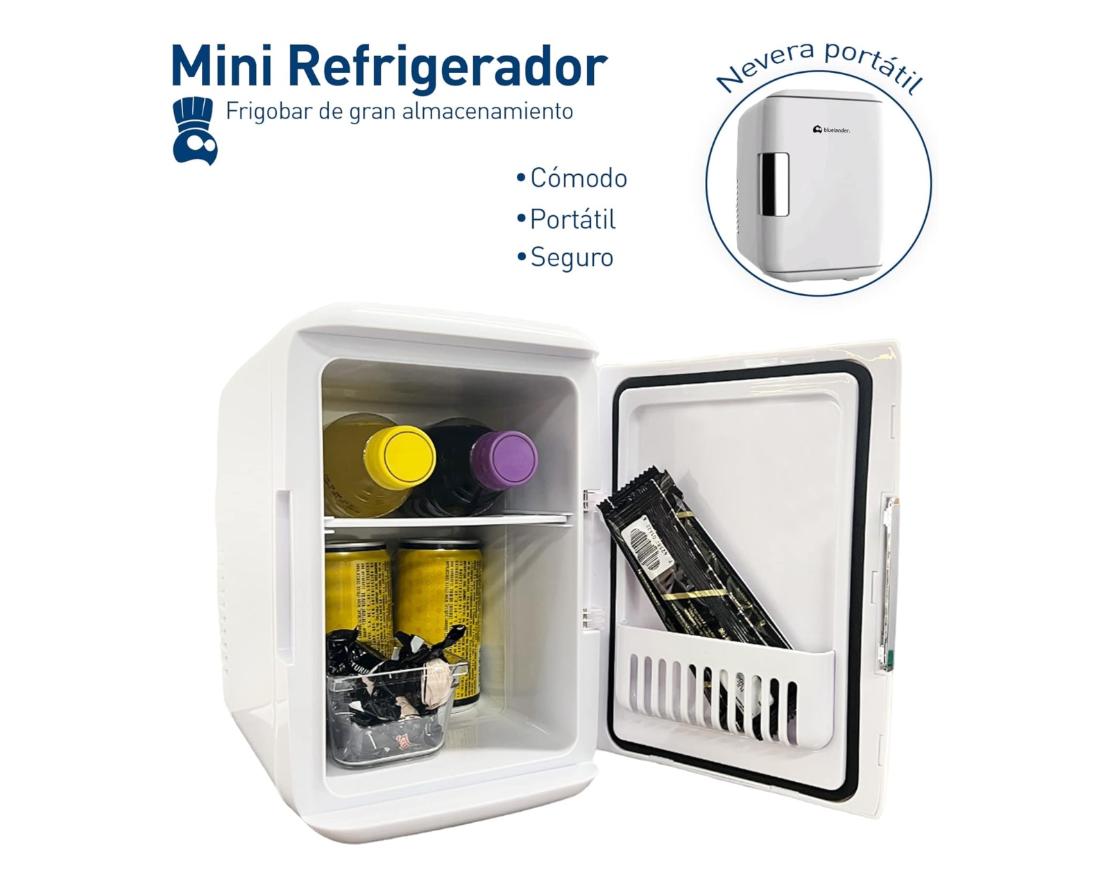 Foto 3 pulgar | Mini Refrigerador Frigobar Mini Multifuncional Capacidad De 4l Para 6 Latas Bluelander