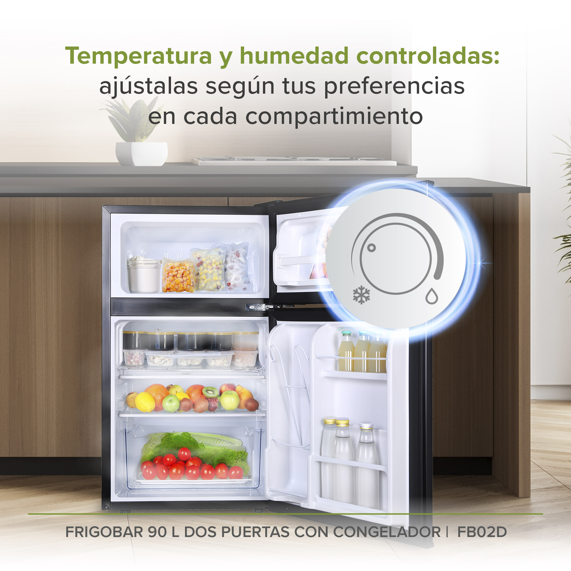 Foto 4 pulgar | Frigobar Con Dos Puertas Y Congelador 3.2 Pies 90 Litros Avera Fb02d