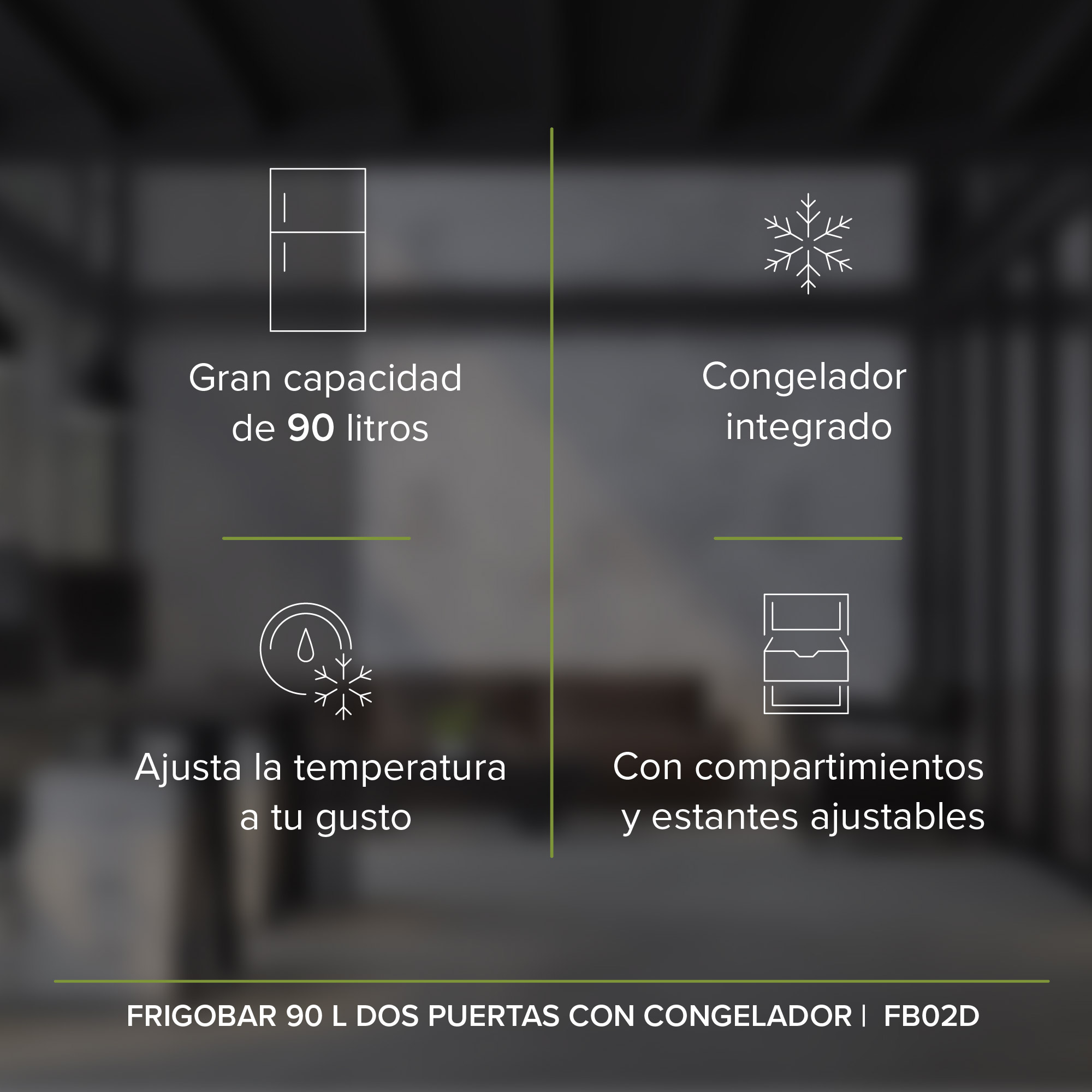 Foto 5 pulgar | Frigobar Con Dos Puertas Y Congelador 3.2 Pies 90 Litros Avera Fb02d