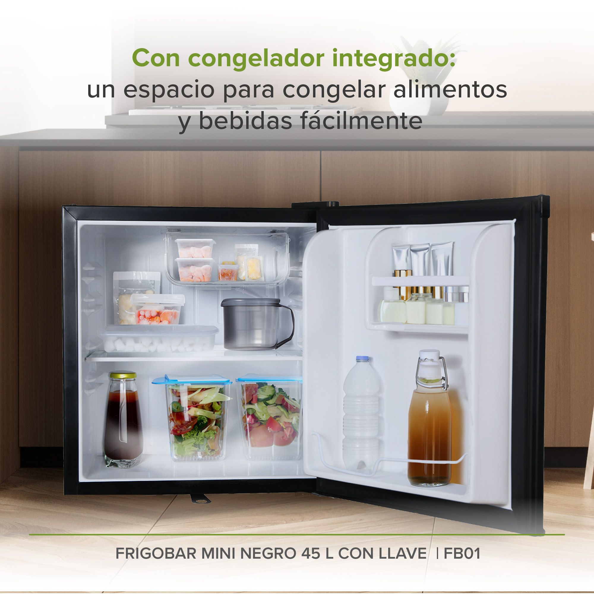 Foto 3 pulgar | Frigobar Mini Negro 1.6 Pies 46 L Con Llave Avera Fb01