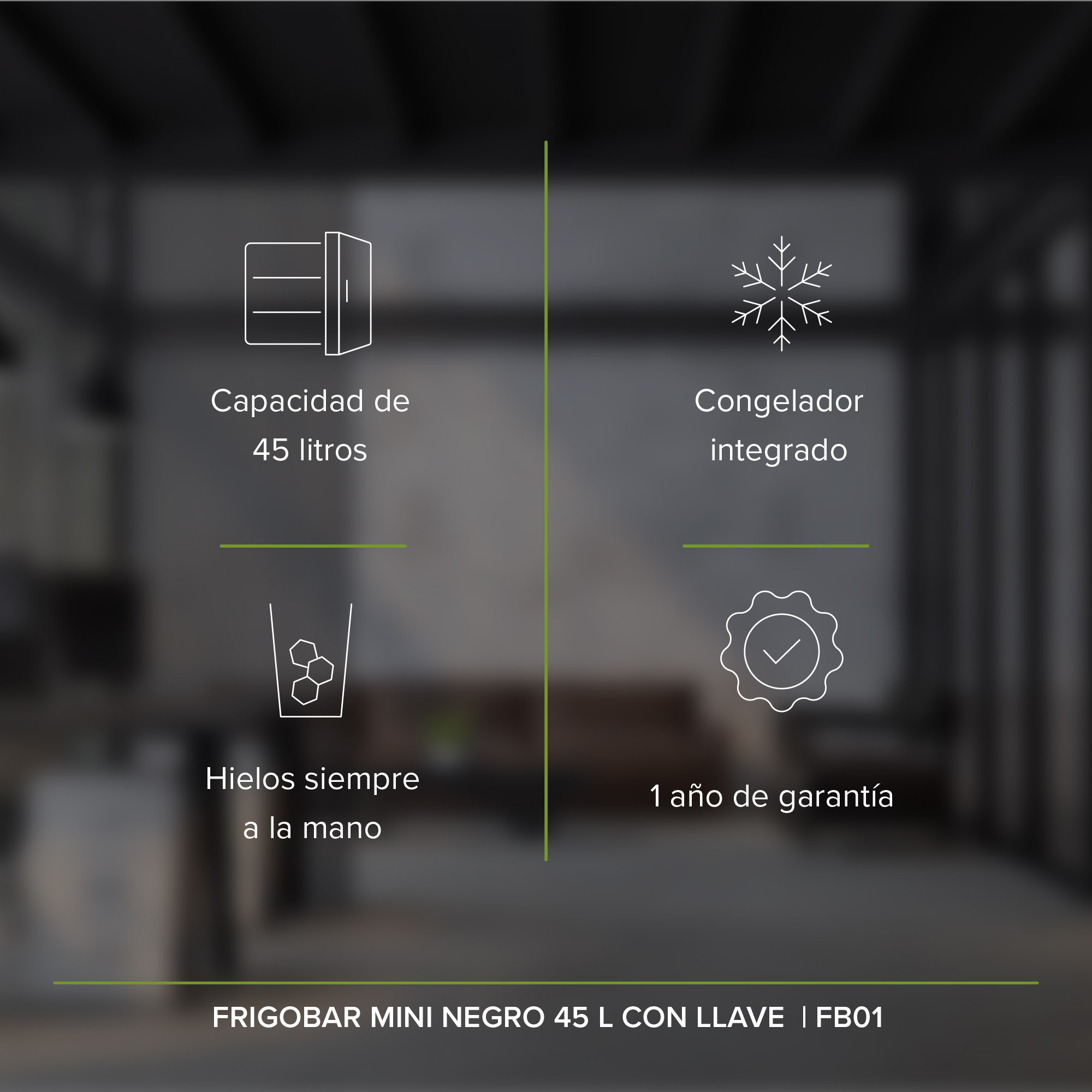 Foto 4 pulgar | Frigobar Mini Negro 1.6 Pies 46 L Con Llave Avera Fb01