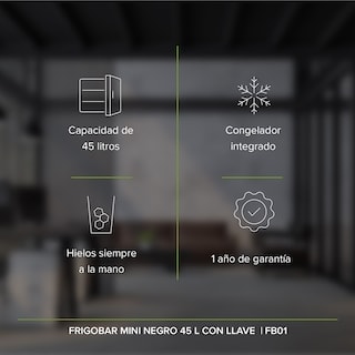 Foto 3 | Frigobar Mini Negro 1.6 Pies 46 L Con Llave Avera Fb01