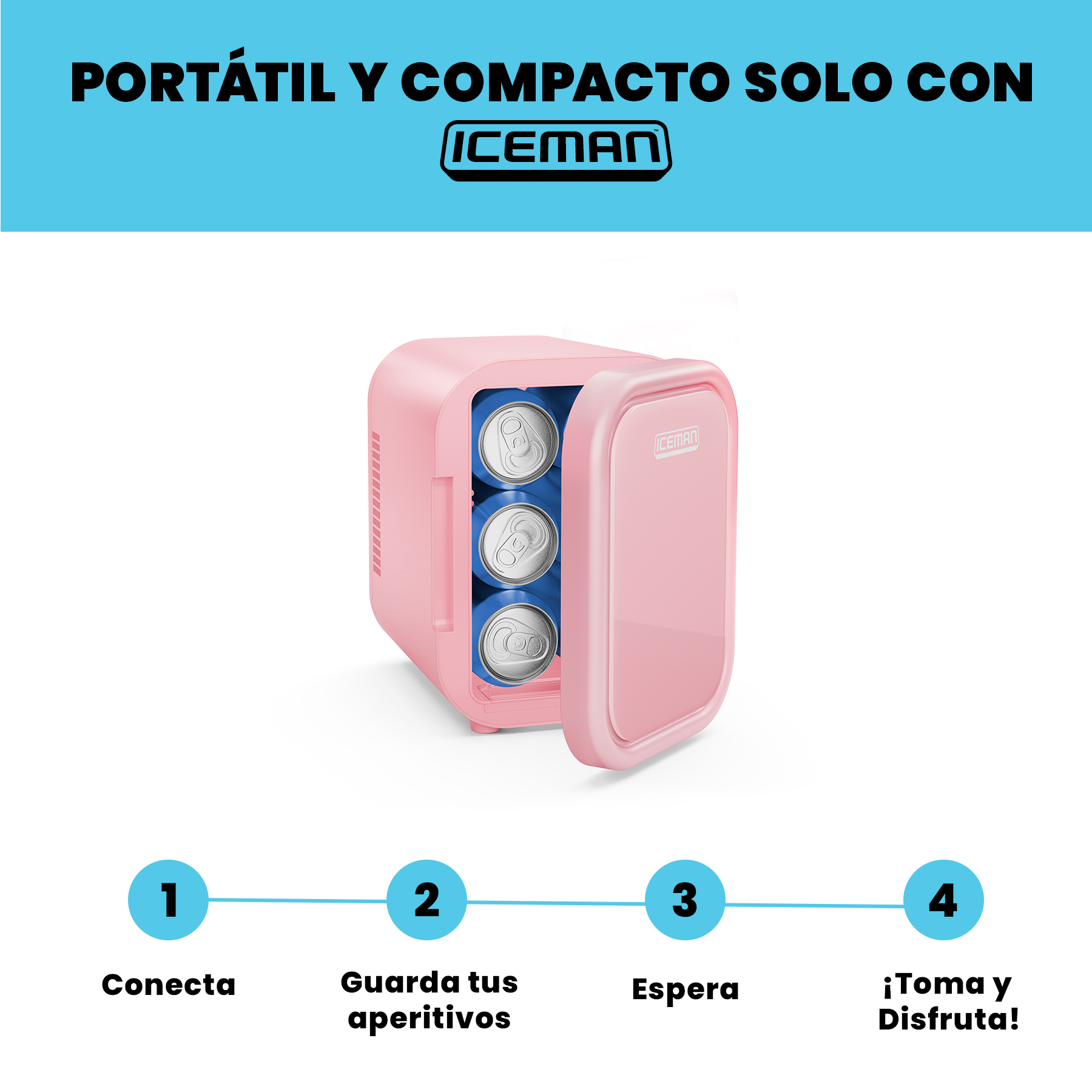 Foto 5 pulgar | Chefman - Mini Refrigerador Portátil 6 Latas Color Rosa