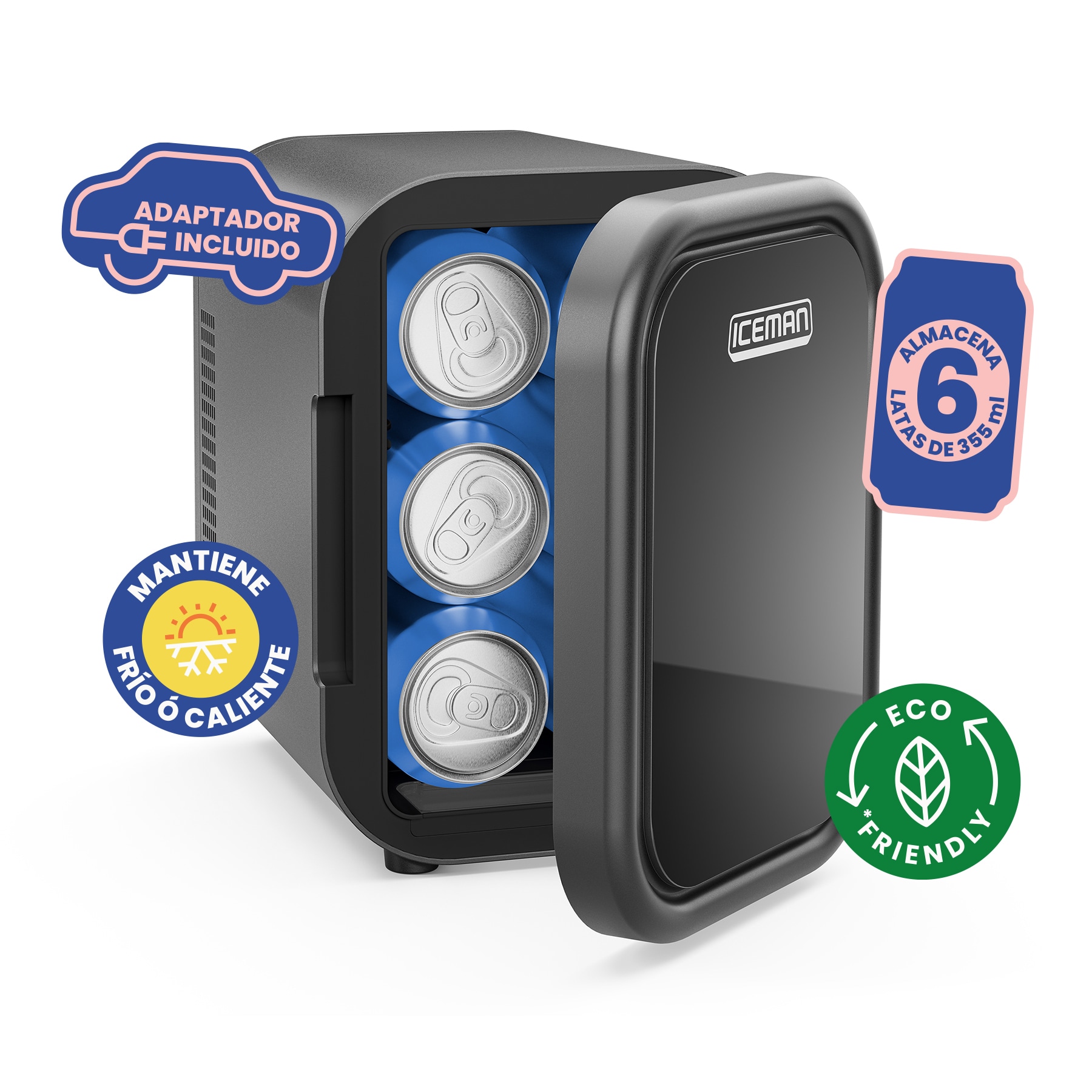 Chefman - Mini Refrigerador Portátil 6 Latas Logrado Color Negro $899
