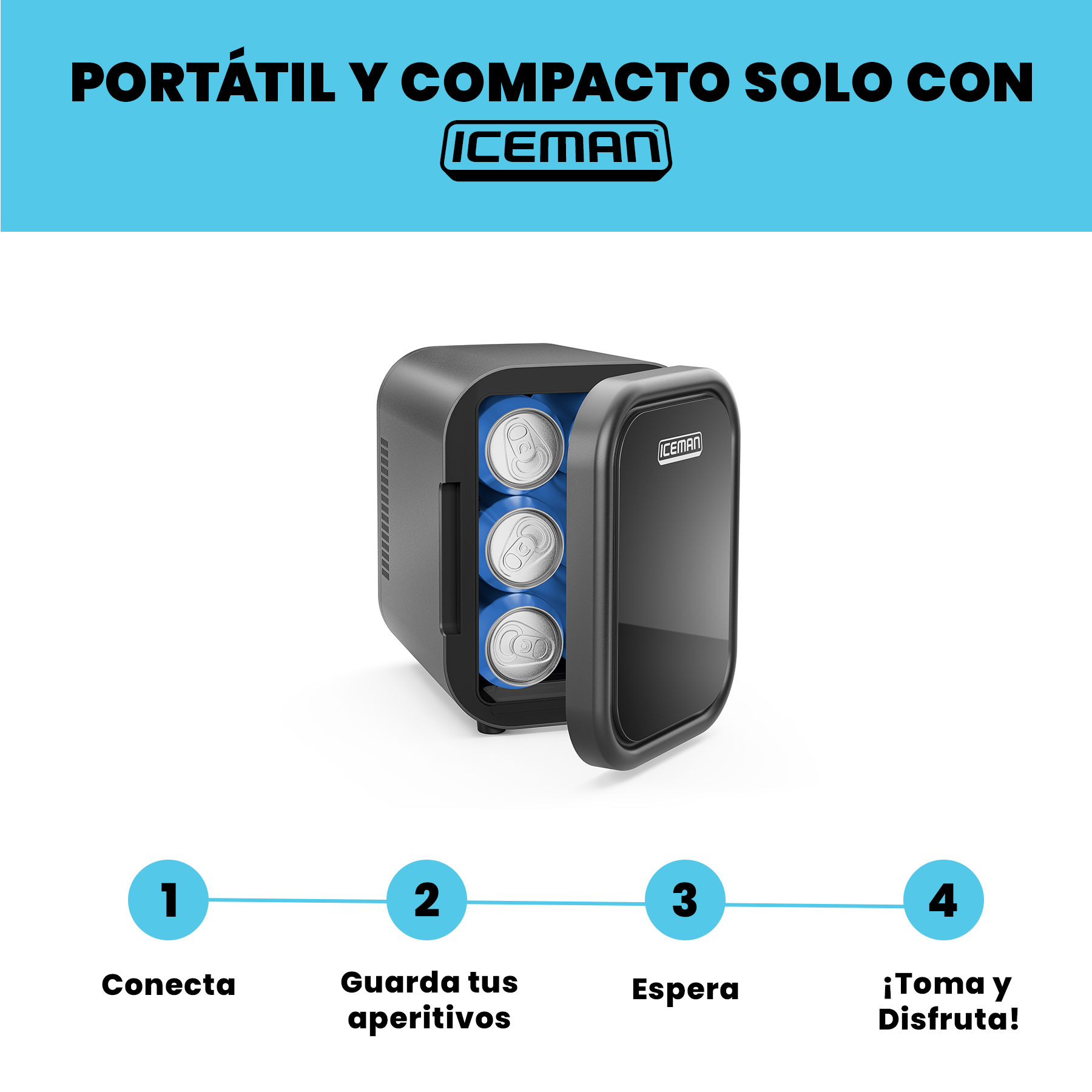 Foto 5 pulgar | Chefman - Mini Refrigerador Portátil 6 Latas Logrado Color Negro