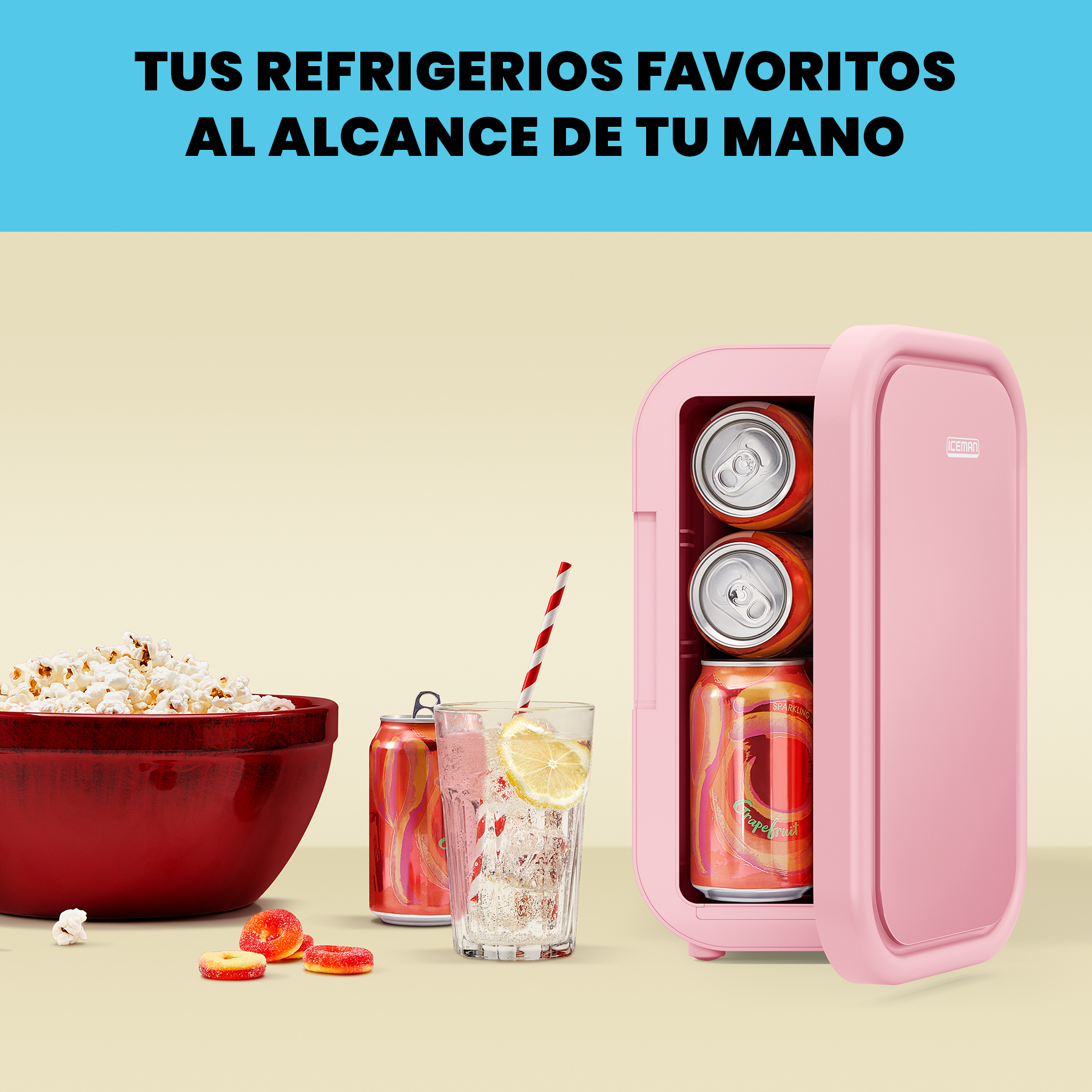 Foto 4 pulgar | Mini Refrigerador Chefman Portátil de 8 Latas Rosa