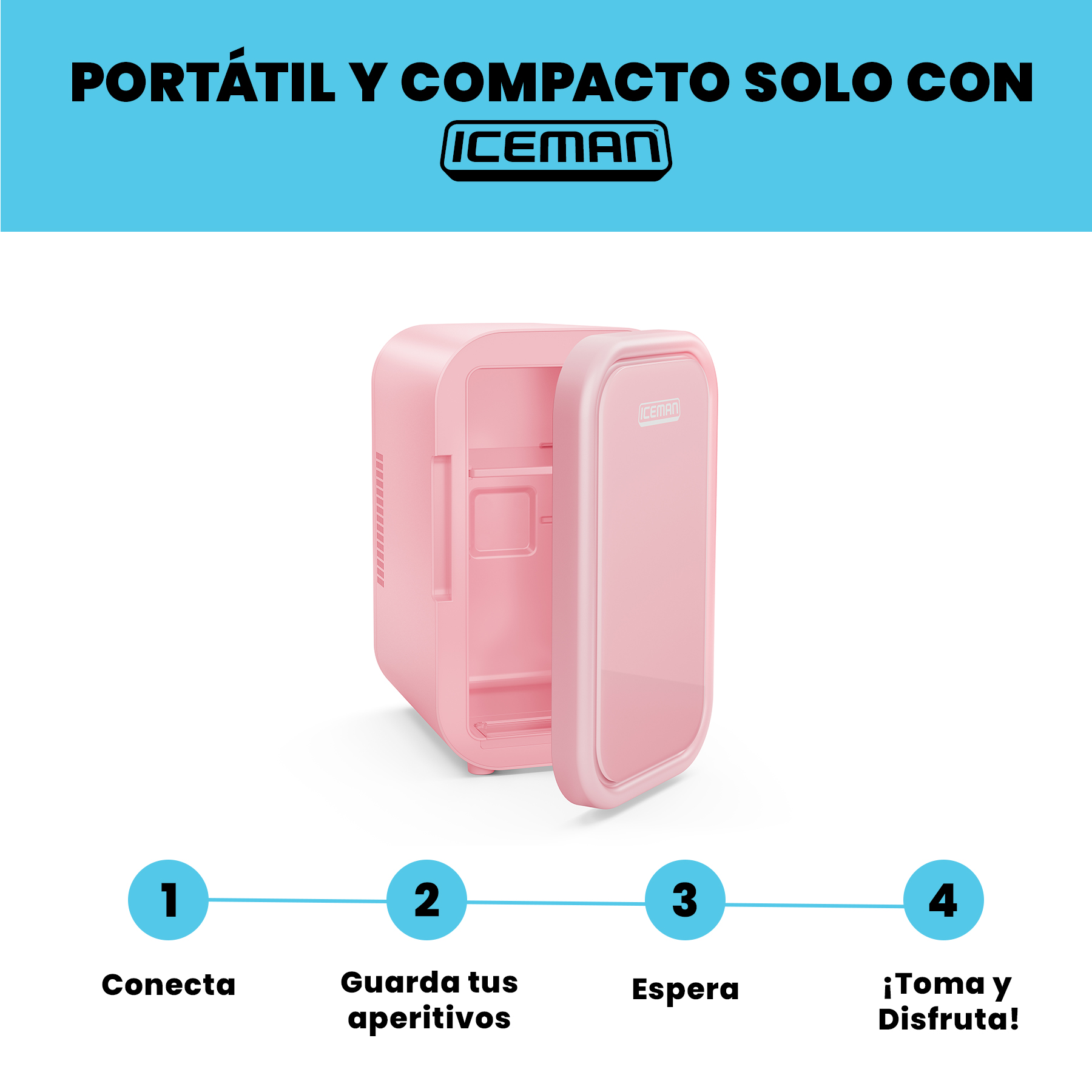 Foto 5 pulgar | Mini Refrigerador Chefman Portátil de 8 Latas Rosa