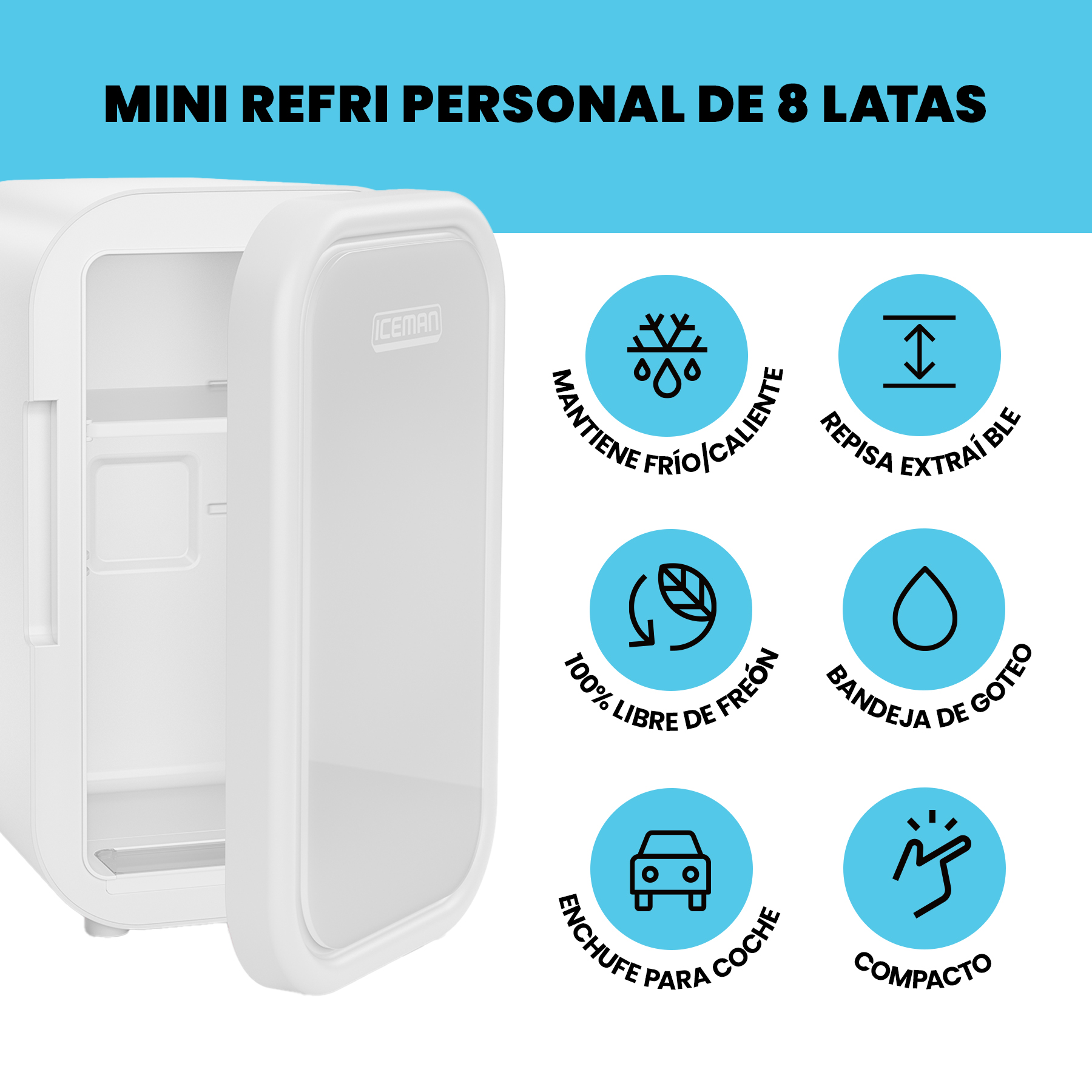 Foto 3 pulgar | Mini Refrigerador Chefman  Portátil de 8 Latas Blanco