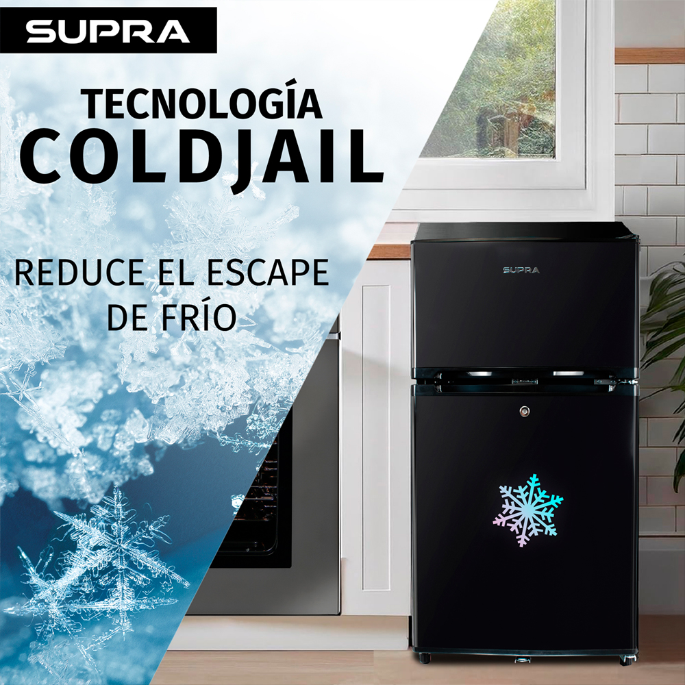 Foto 3 pulgar | Frigobar De 3.15 P3 Negro Con Congelador Independiente, Refrigerador Silencioso Con Cerradura Mod. Whistler