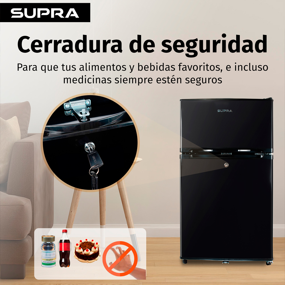 Foto 4 pulgar | Frigobar De 3.15 P3 Negro Con Congelador Independiente, Refrigerador Silencioso Con Cerradura Mod. Whistler
