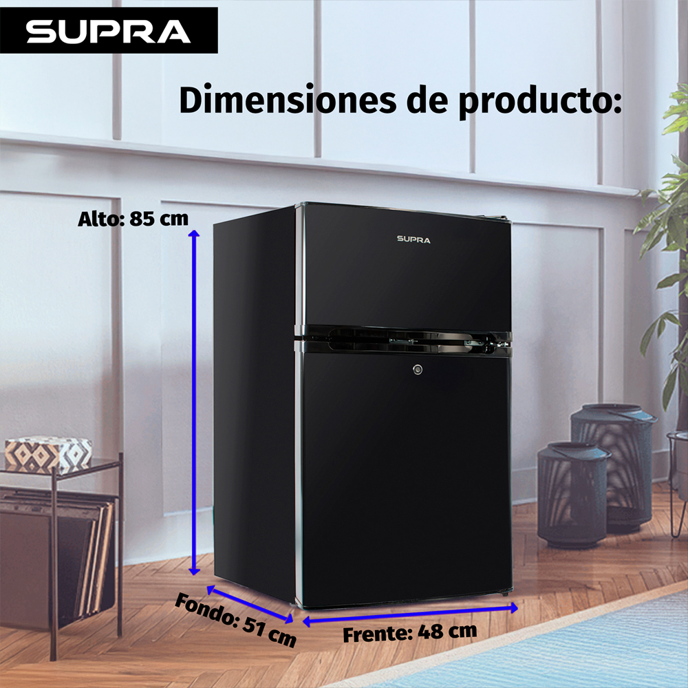 Foto 6 pulgar | Frigobar De 3.15 P3 Negro Con Congelador Independiente, Refrigerador Silencioso Con Cerradura Mod. Whistler