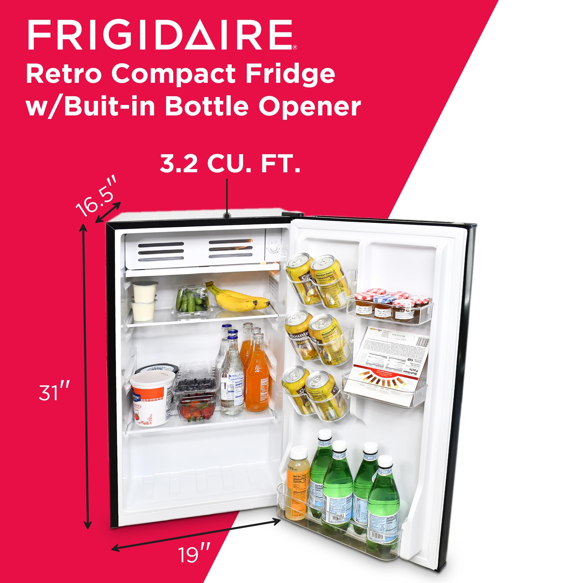 Foto 3 pulgar | Frigorífico De Bar Frigidaire Efr376-black, 90 L, Negro, Retro, Con Abridor - Venta Internacional.