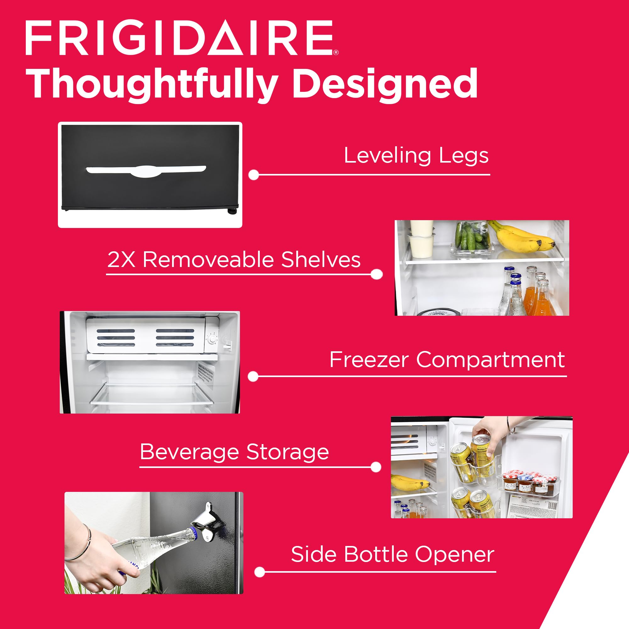 Foto 4 pulgar | Frigorífico De Bar Frigidaire Efr376-black, 90 L, Negro, Retro, Con Abridor - Venta Internacional.