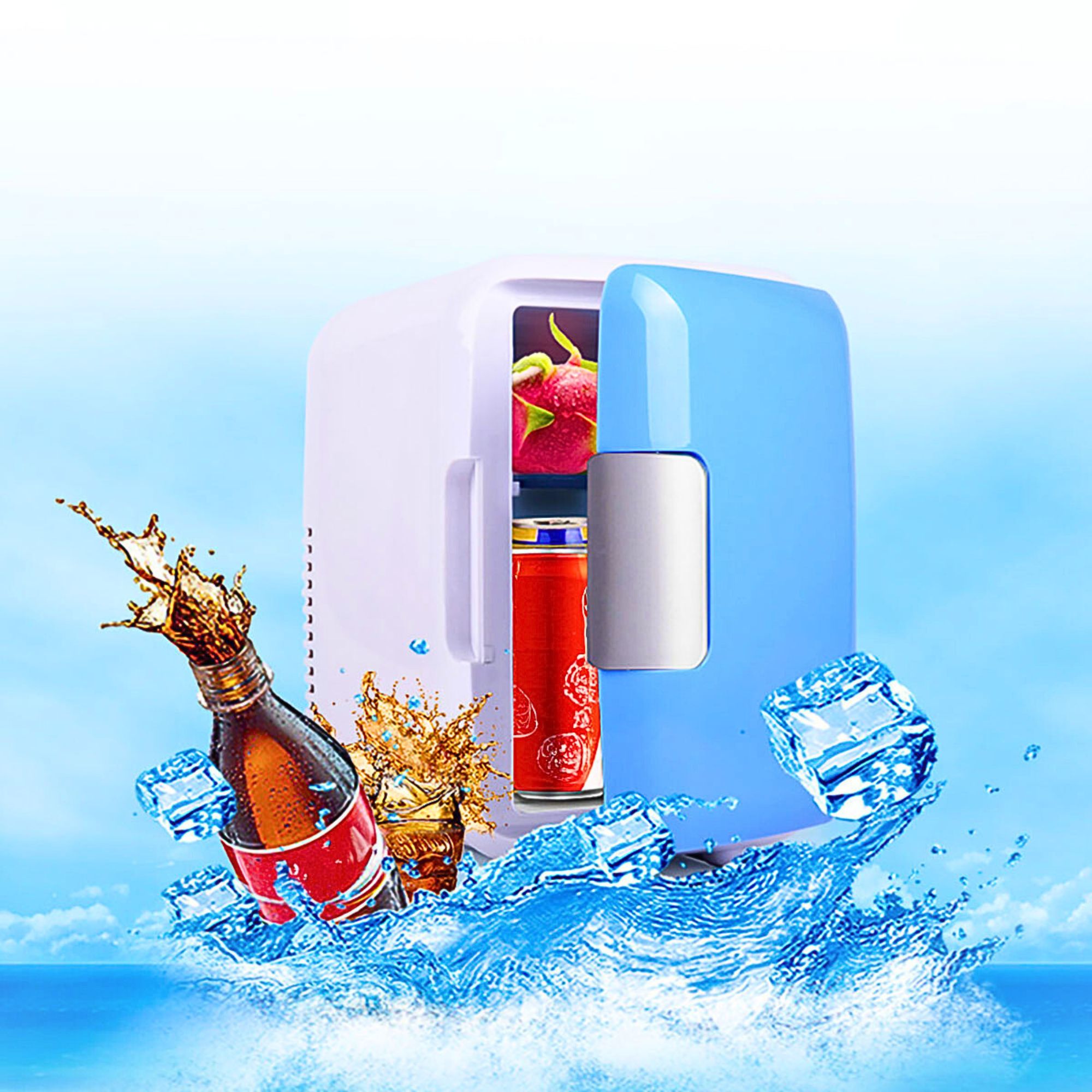 Foto 3 pulgar | Mini Refrigerador Frigobares Para Coche 4l  Azul Blanco