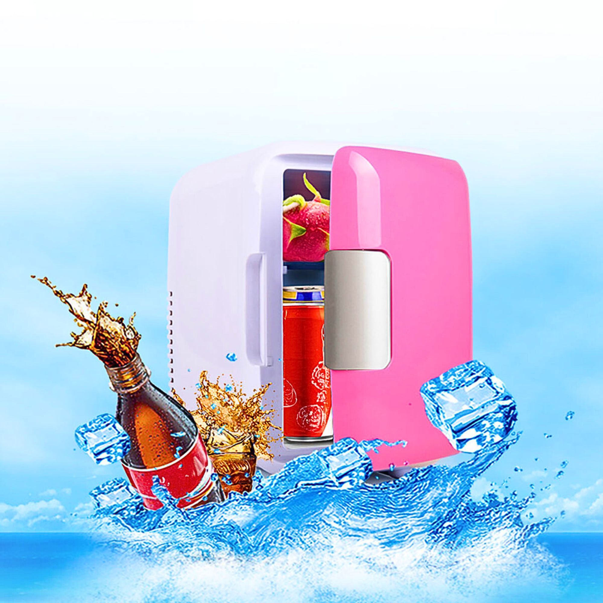 Foto 3 pulgar | Mini Refrigerador Frigobares Para Coche 4l  Rosa Blanco