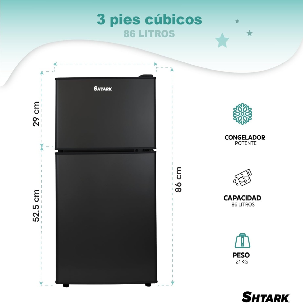 Foto 4 pulgar | Frigobar Refrigerador Con Freezer 86l 2 Puertas 3 Pies Negro