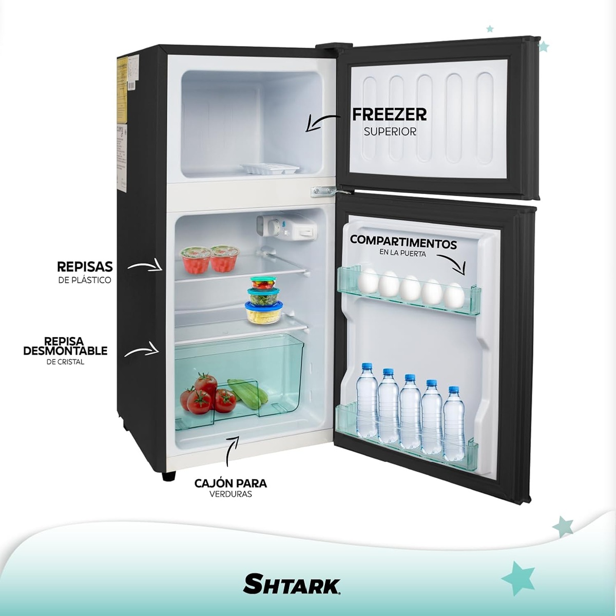Foto 5 pulgar | Frigobar Refrigerador Con Freezer 86l 2 Puertas 3 Pies Negro