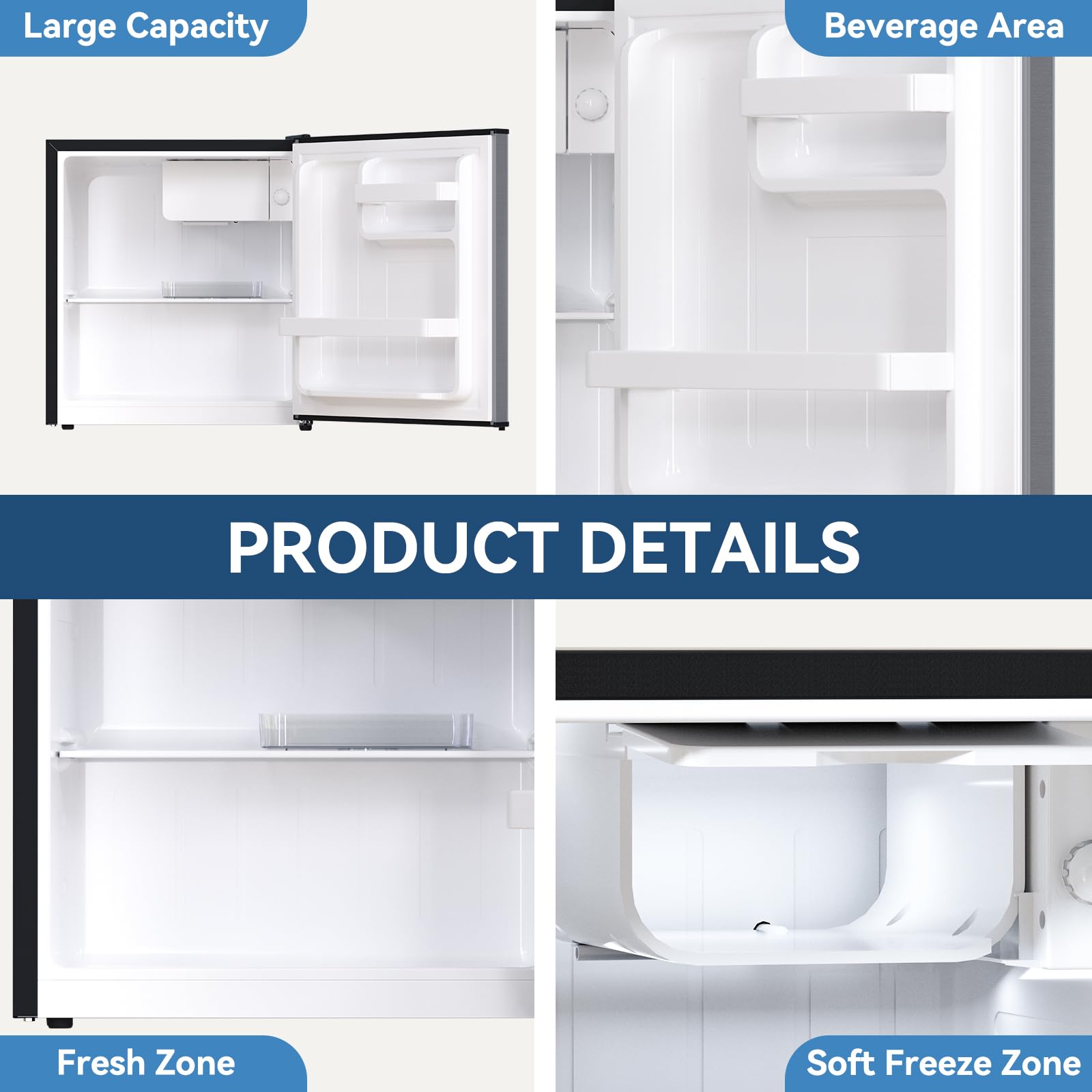 Foto 5 pulgar | Minirefrigerador Frestec De 49 Litros Con Congelador De 1.7 Pies Cúbicos Para Dormitorio, Color Gris - Venta Interna