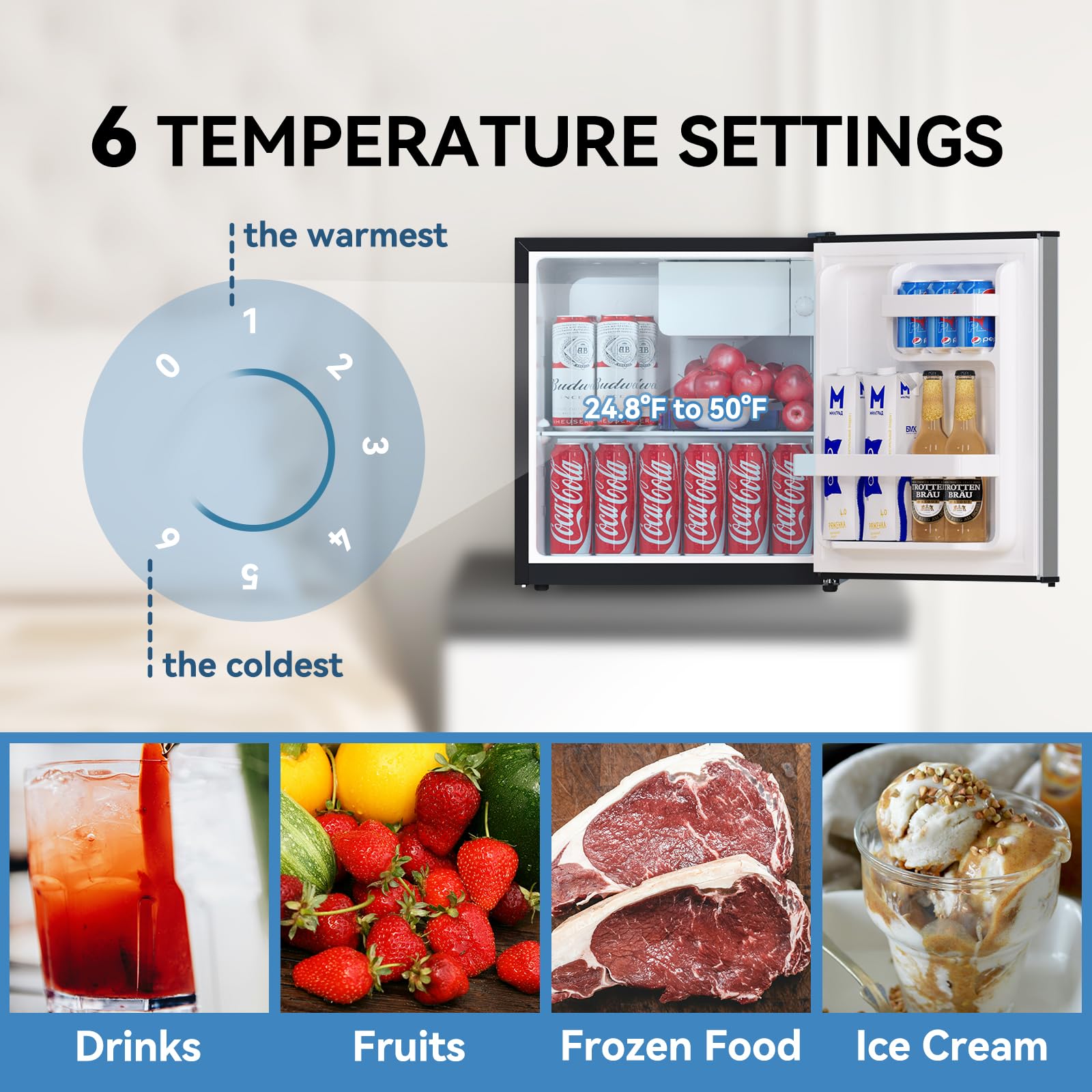 Foto 8 pulgar | Minirefrigerador Frestec De 49 Litros Con Congelador De 1.7 Pies Cúbicos Para Dormitorio, Color Gris - Venta Interna