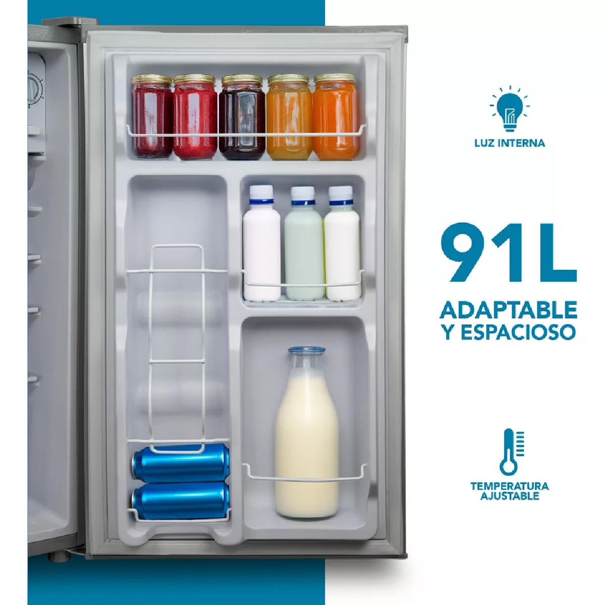 Foto 4 pulgar | Frigobar Refrigerador Acero Inoxidable 91 Litros 3.2 Ft Plata