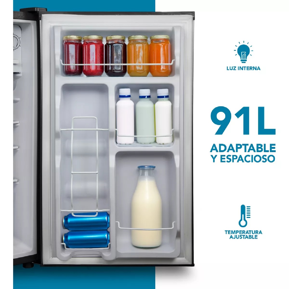 Foto 4 pulgar | Frigobar Refrigerador Acero Inoxidable 91 Litros 3.2 Ft Negro