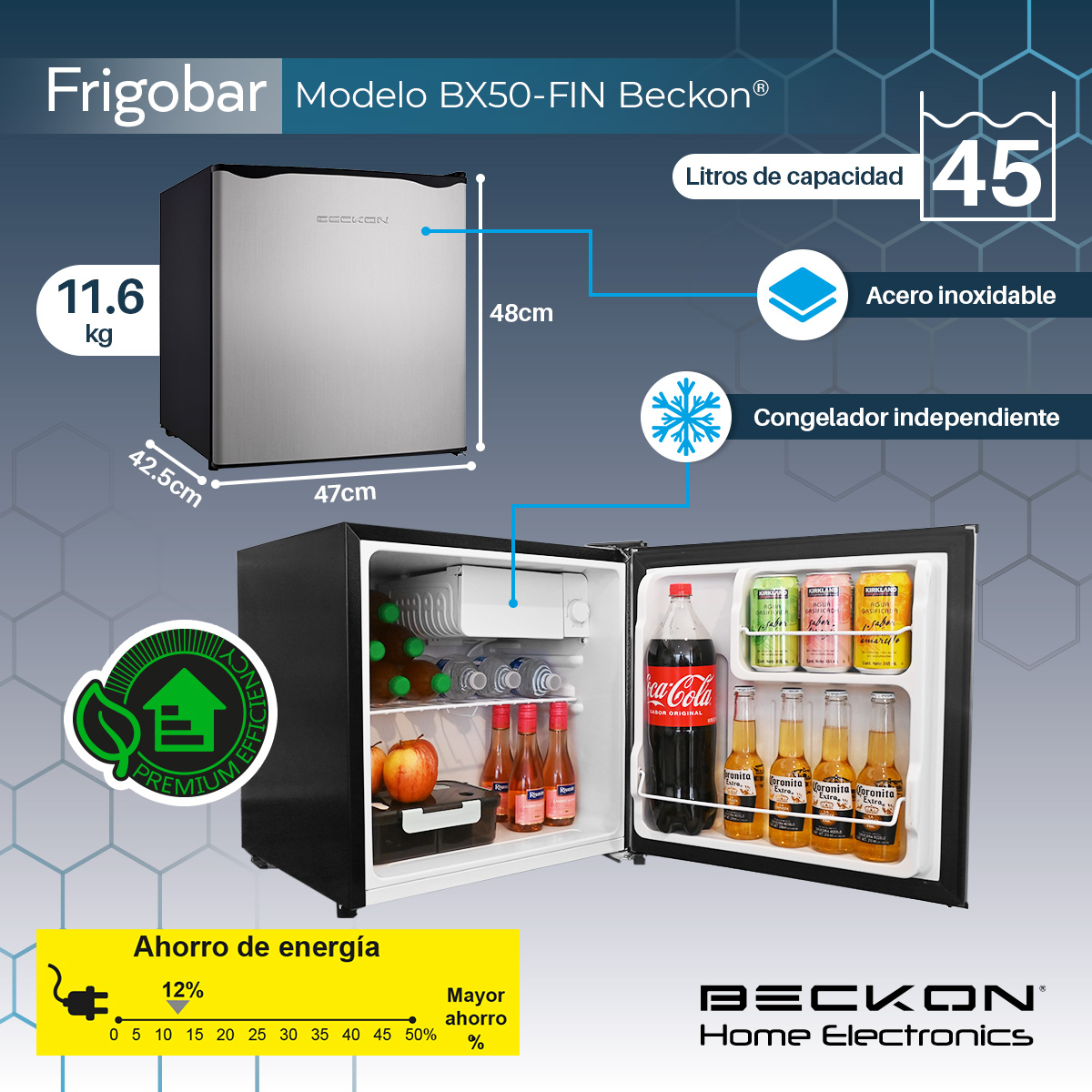 Foto 3 pulgar | Frigoba Beckon 1.6 Pies 45l Ahorrador de Energía Gris Plata