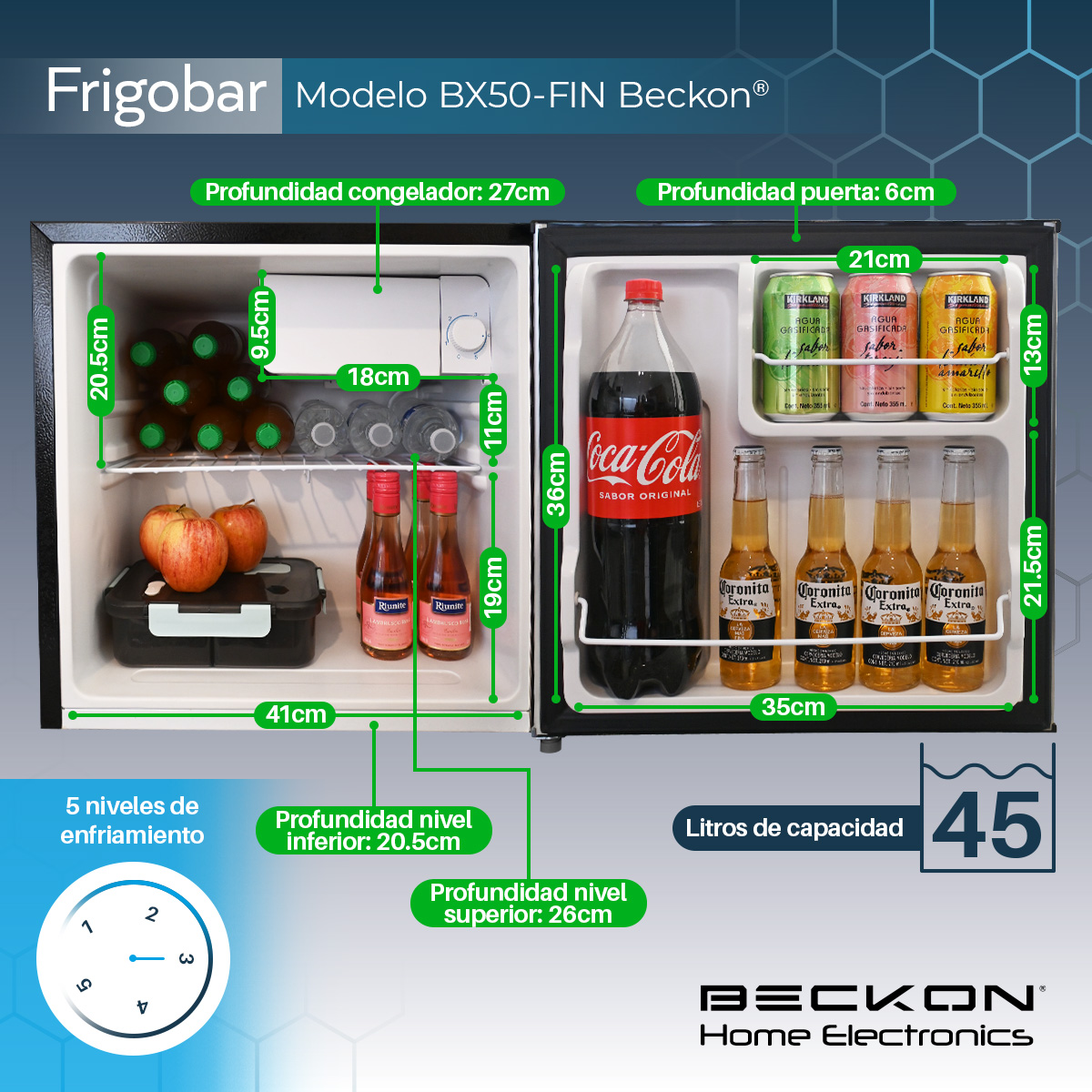 Foto 5 pulgar | Frigoba Beckon 1.6 Pies 45l Ahorrador de Energía Gris Plata