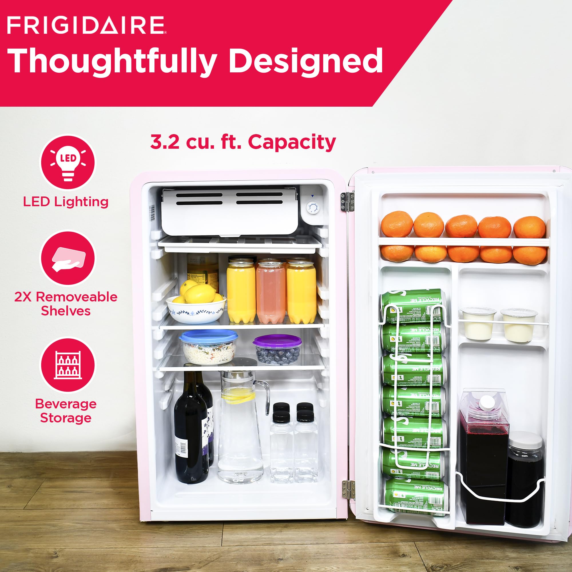 Foto 4 pulgar | Refrigerador Frigidaire Retro Compact De 3.2 Pies Cúbicos Con Enfriador Rosa - Venta Internacional.