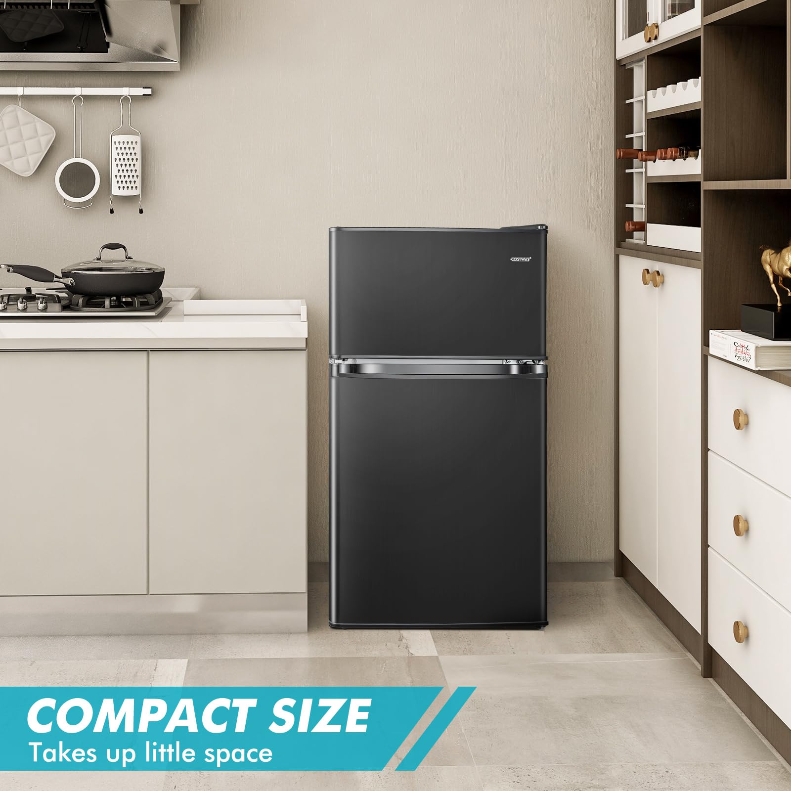 Foto 3 pulgar | Refrigerador Compacto Costway De 3.2 Pies Cúbicos Frigorífico-congelador Negro - Venta Internacional.