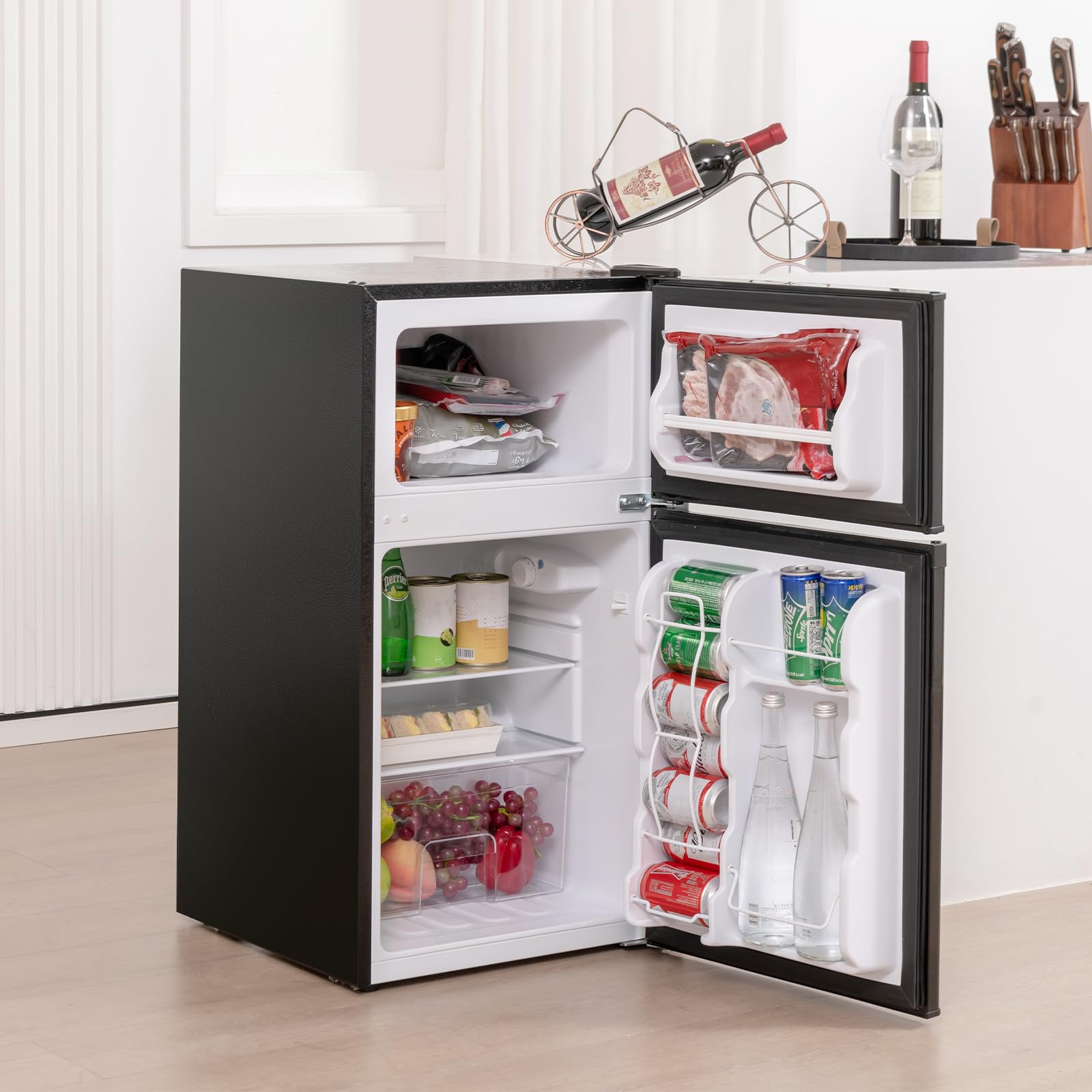 Foto 3 | Refrigerador Compacto Costway De 3.2 Pies Cúbicos Frigorífico-congelador Negro - Venta Internacional.