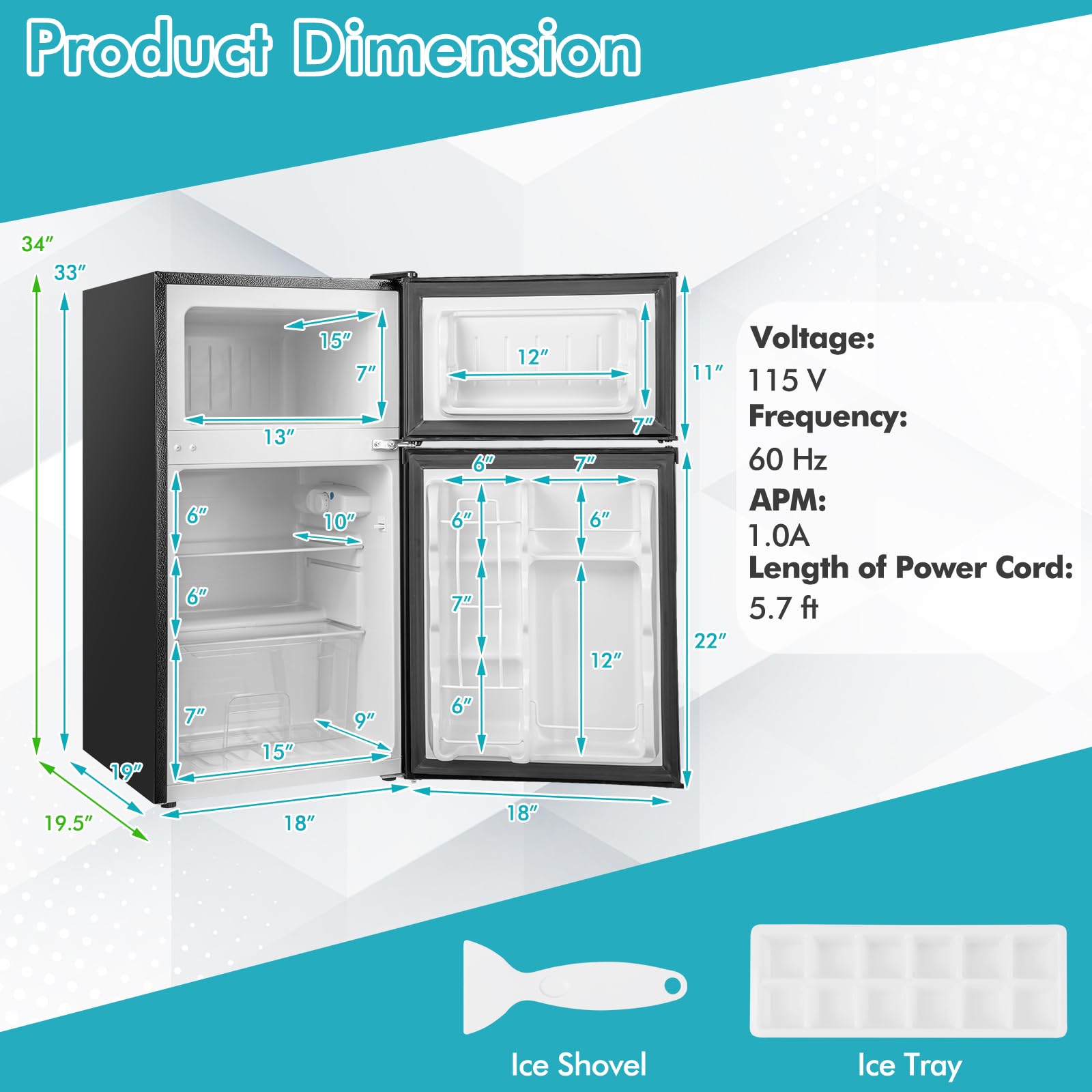 Foto 6 pulgar | Refrigerador Compacto Costway De 3.2 Pies Cúbicos Frigorífico-congelador Negro - Venta Internacional.