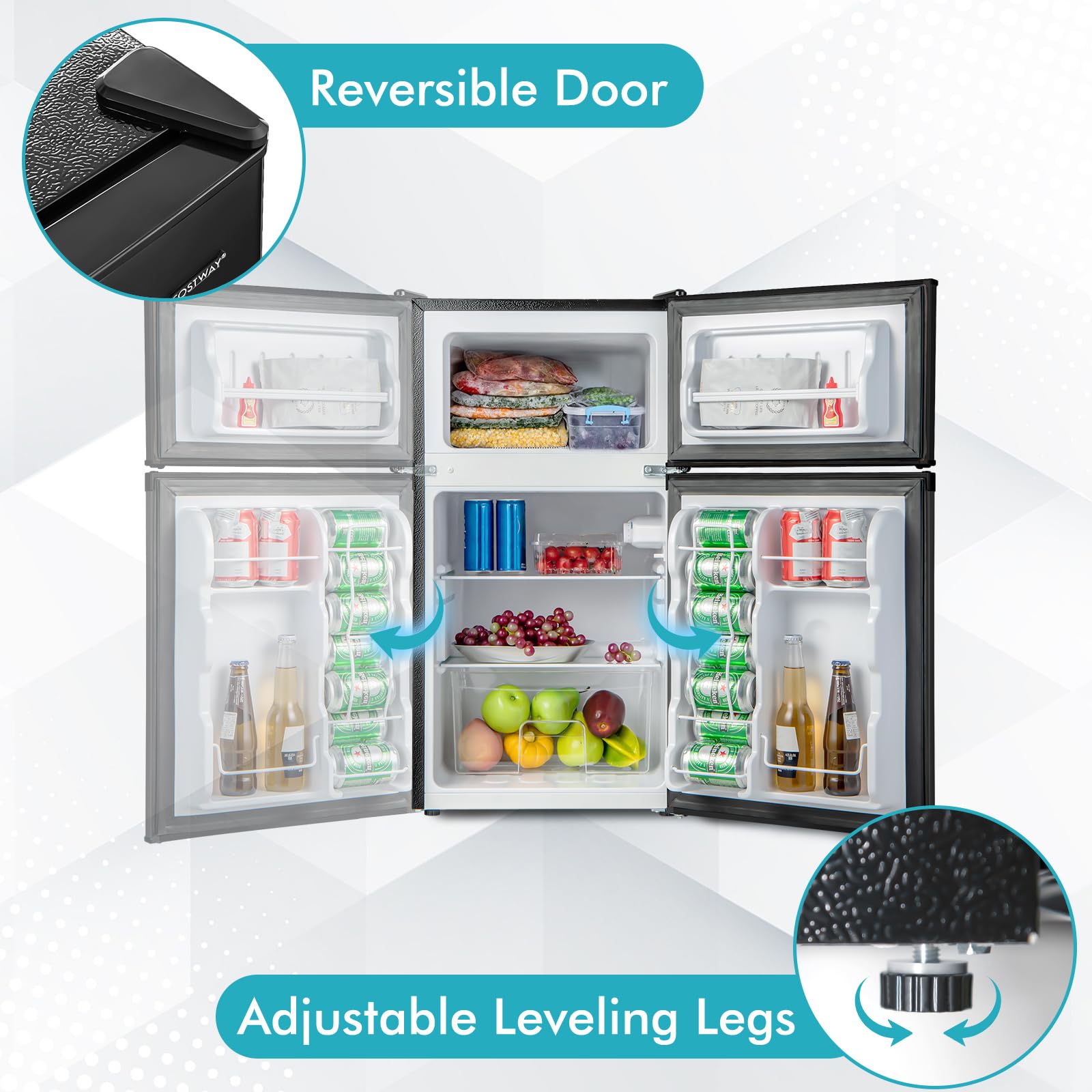 Foto 7 pulgar | Refrigerador Compacto Costway De 3.2 Pies Cúbicos Frigorífico-congelador Negro - Venta Internacional.