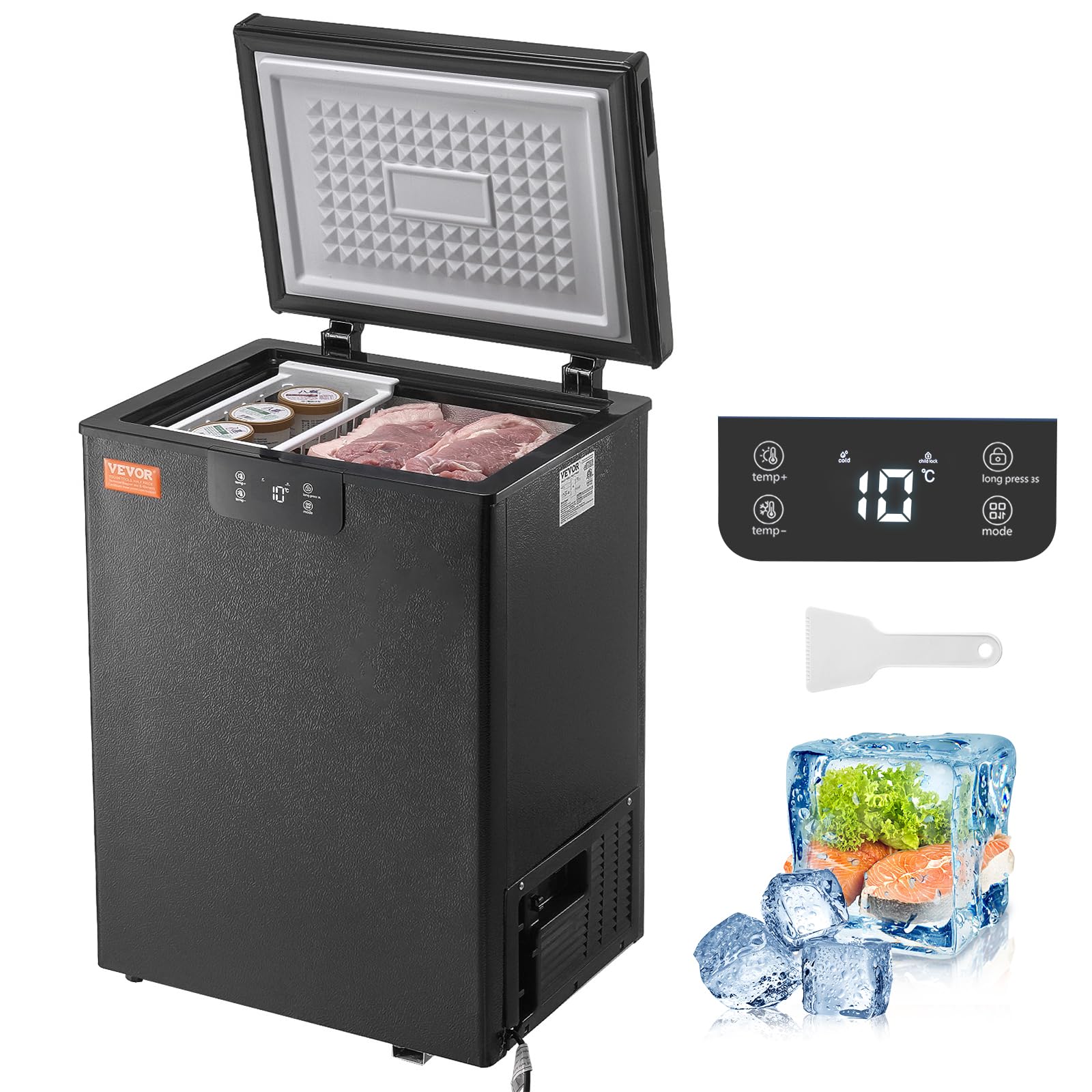 Foto 1 | Congelador Horizontal Vevor 63 L Compact De 2.22 Pies Cúbicos Con 2 Cestas, Color Negro - Venta Internacional.